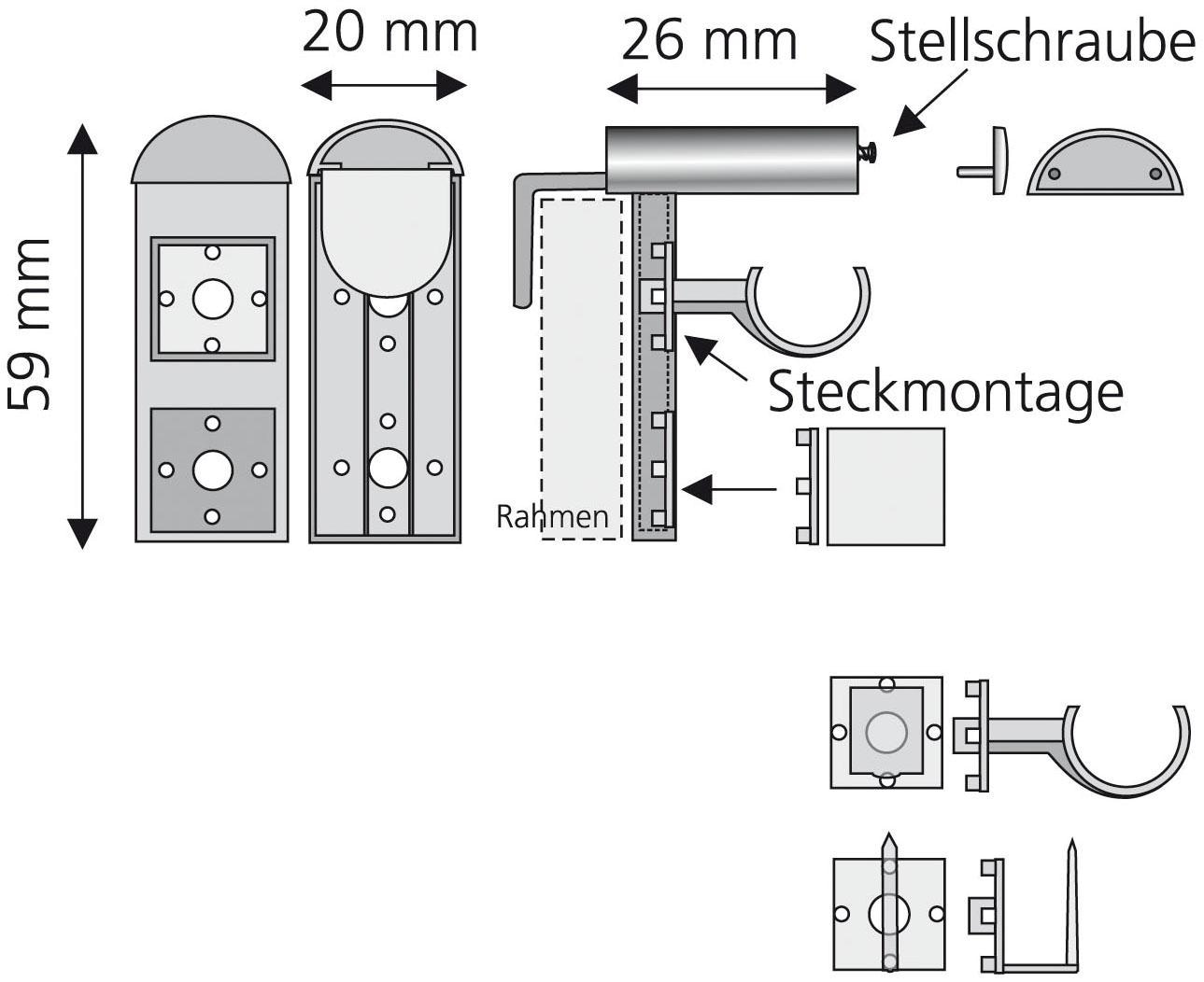 Liedeco Klemmträger, (Set, 2 St.), für Vitragen-Scheibenstangen online  bestellen | Jelmoli-Versand