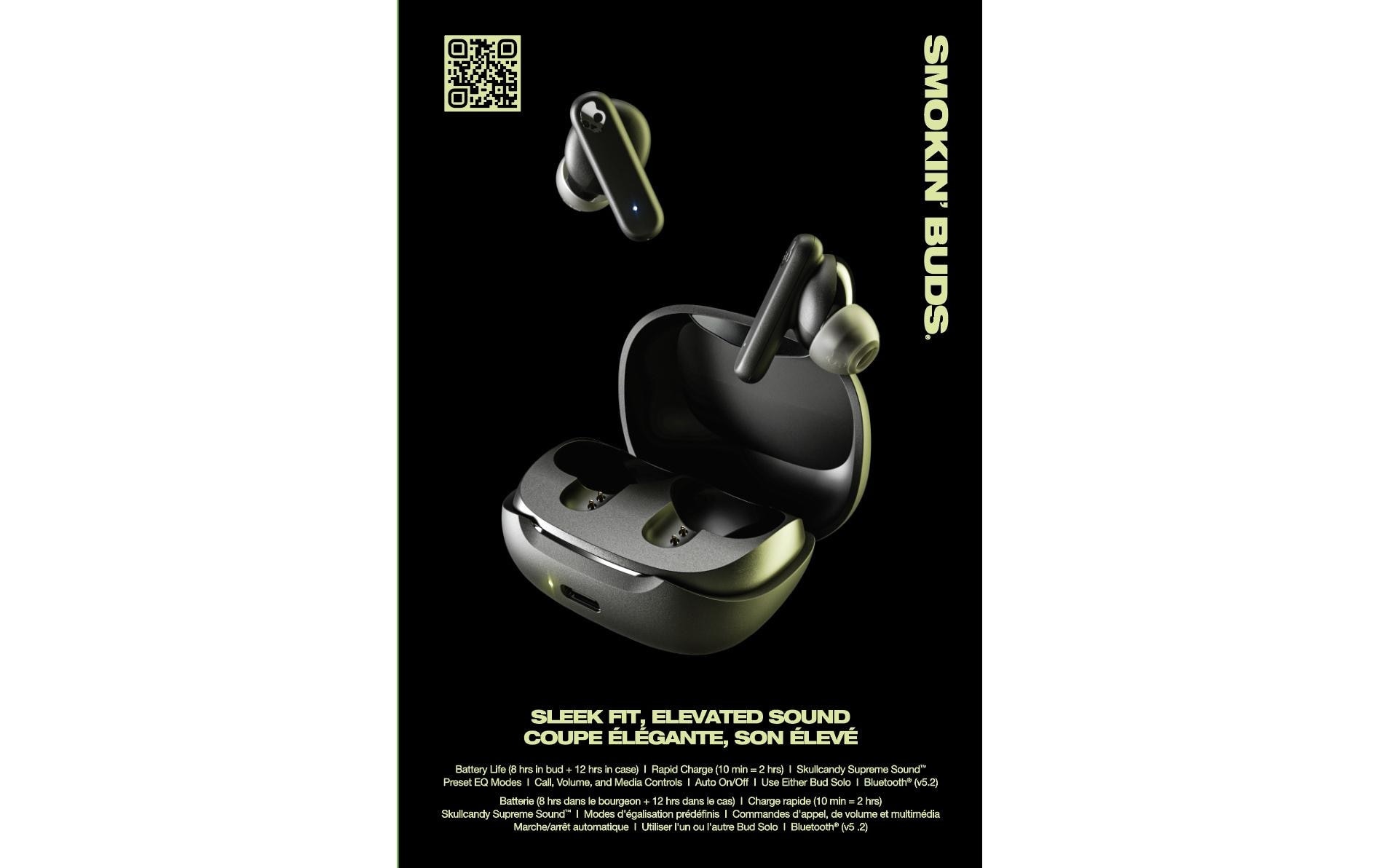 Skullcandy In-Ear-Kopfhörer »Smokin Buds Schwarz«, Bluetooth