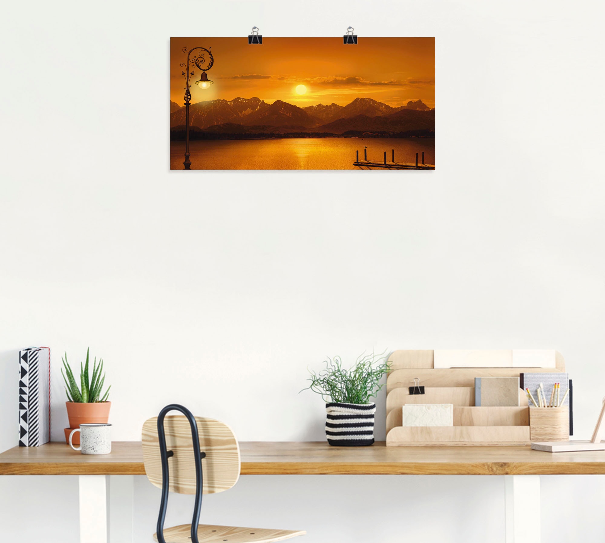 Artland Poster »Der Bergsee im Abendlicht«, Berge, (1 St.), als Leinwandbild, Wandaufkleber oder Poster in versch. Grössen