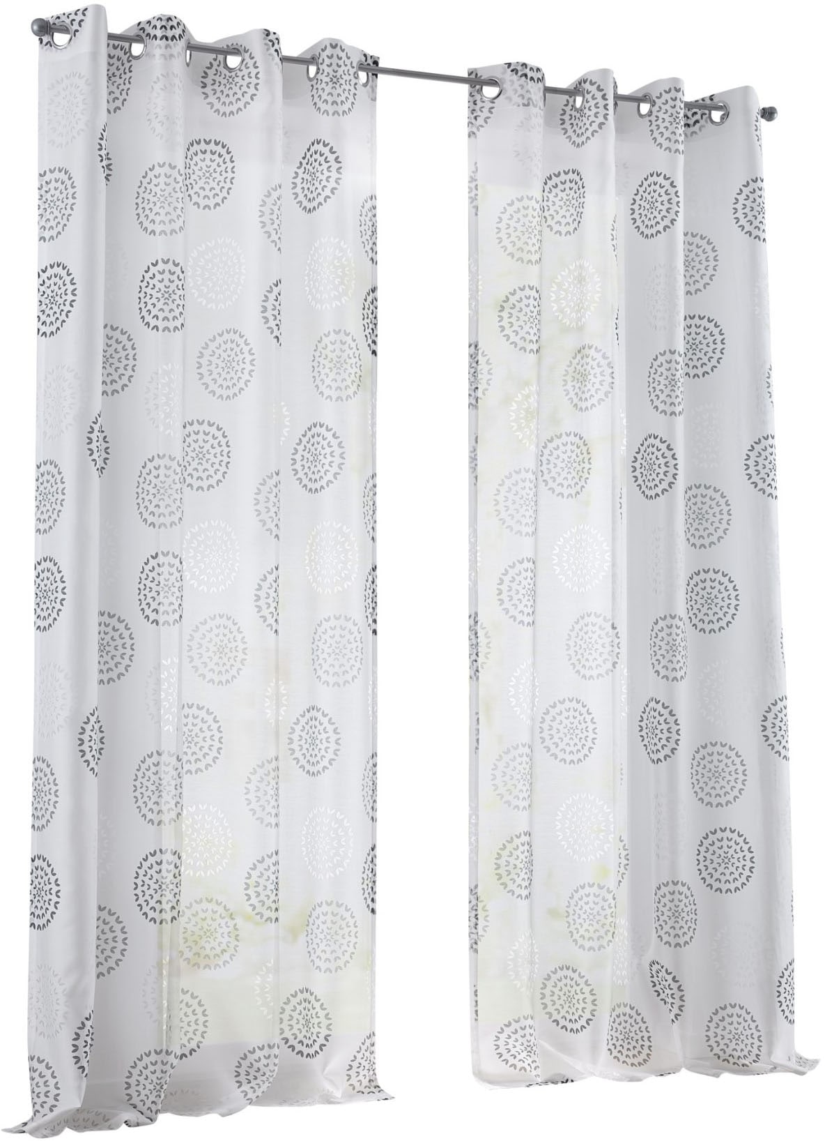 Kutti Vorhang »Bella«, (1 St.), Gardine, halbtransparent, Ausbrenner, bedruckt, Baumwolle-Polyester