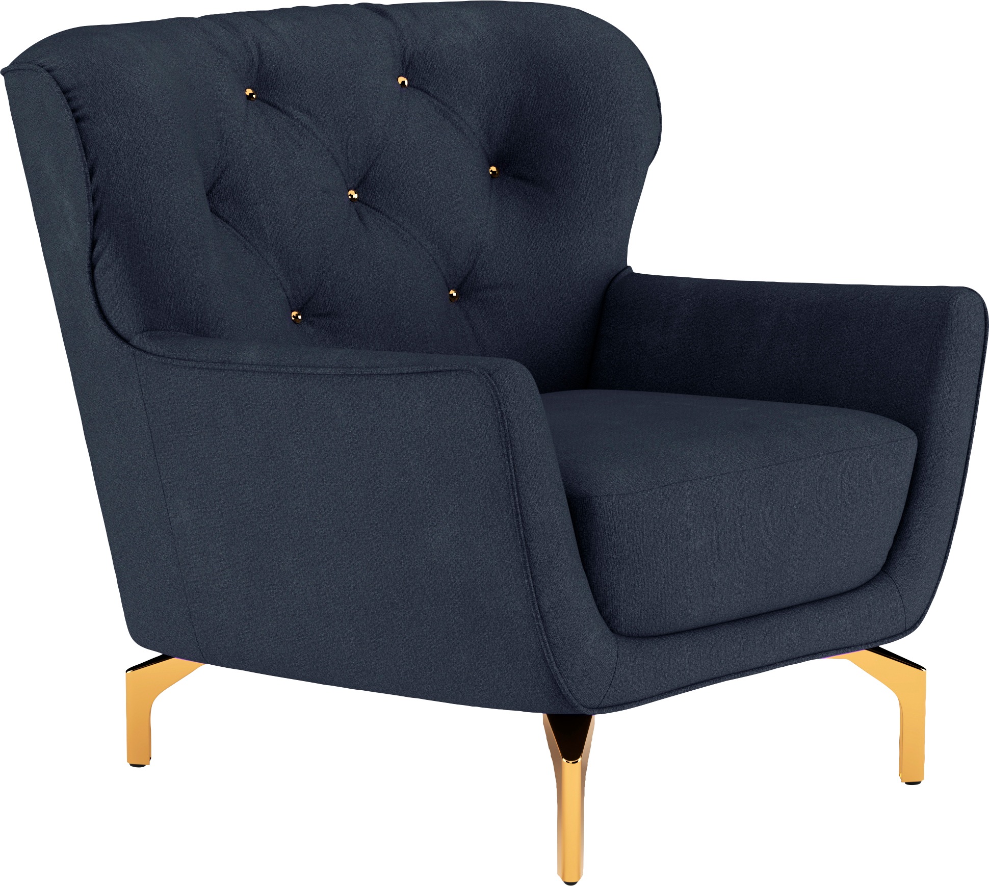 sit&more Sessel »Orient 3«, inkl. 1 Zierkissen mit Strass-Stein, goldfarbene Metallfüsse