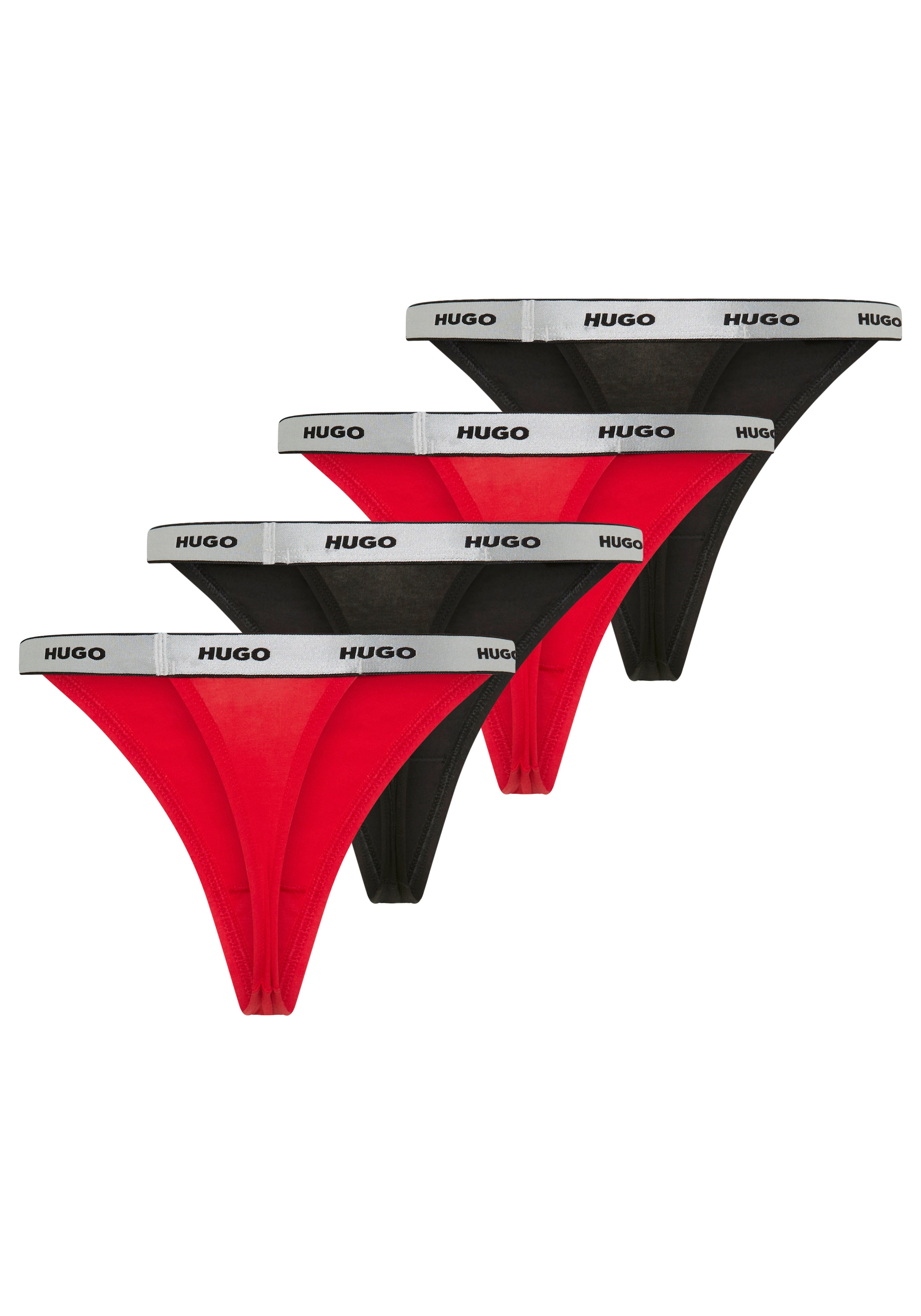 HUGO Underwear String, (3 St.), elastischer Bund mit Logo