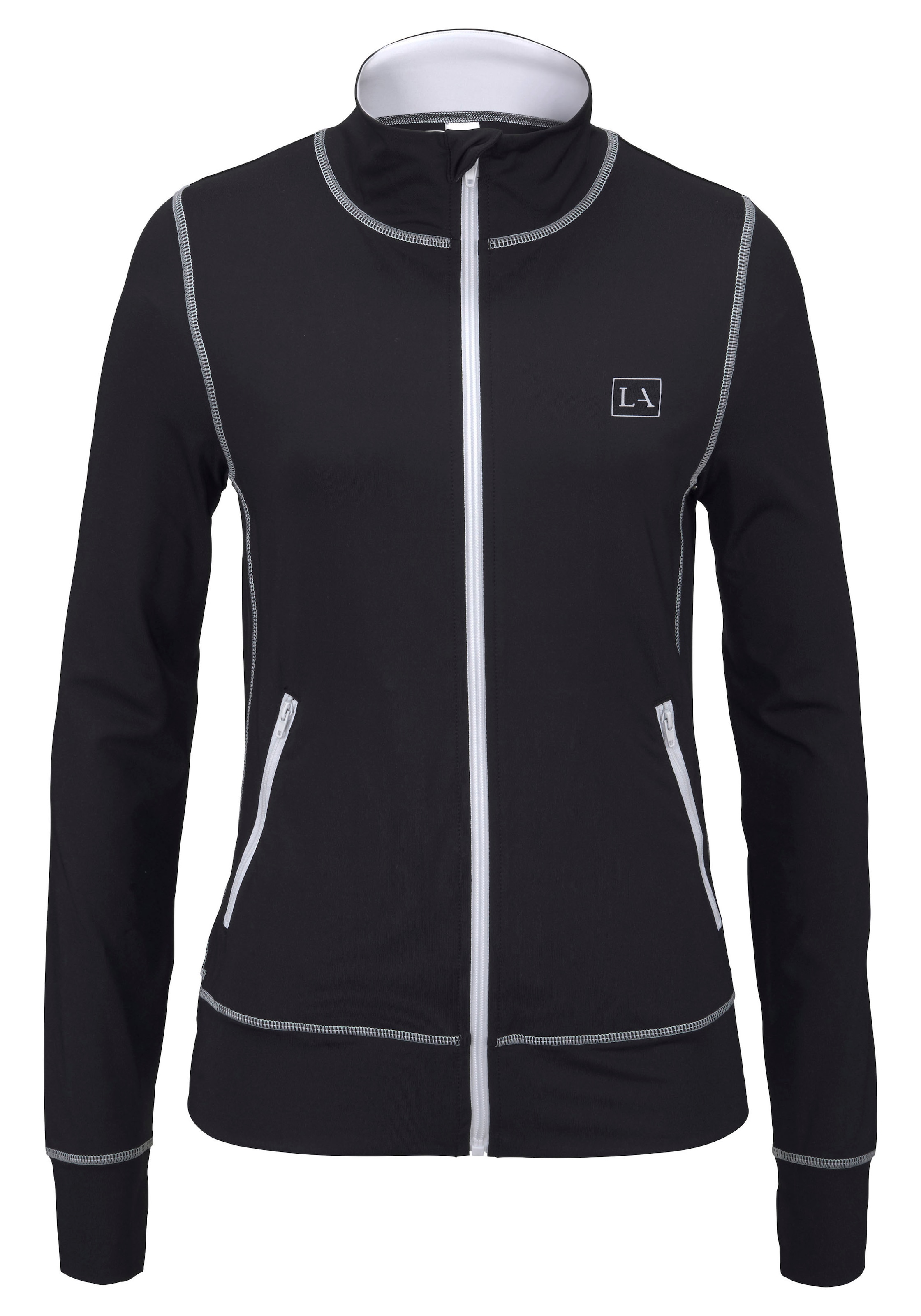 LASCANA ACTIVE Trainingsjacke »-Sportjacke Black Marble«, mit Kontrastnähten und Stehkragen