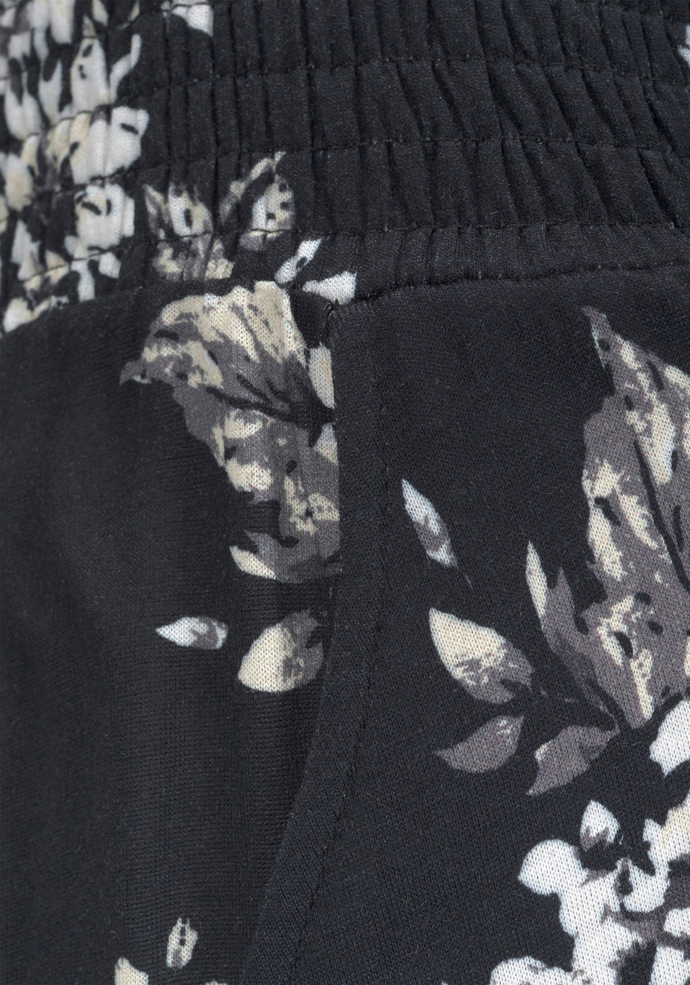LASCANA Strandhose, mit dezentem Blumendruck, lockere Jerseyhose, Sommerhose