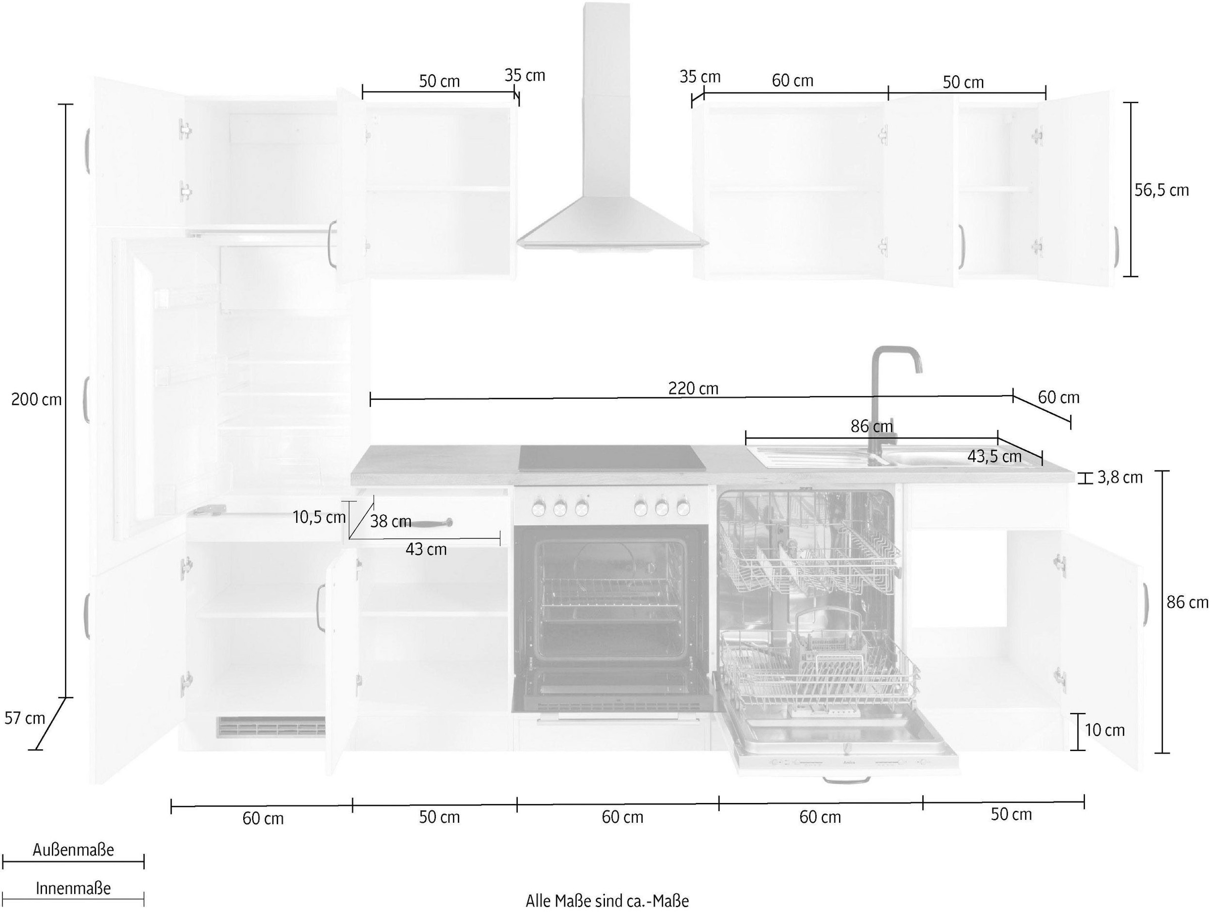 ❤ wiho Küchen Küchenzeile »Erla«, entdecken Jelmoli-Online Shop ohne Breite E-Geräte, 280 cm im