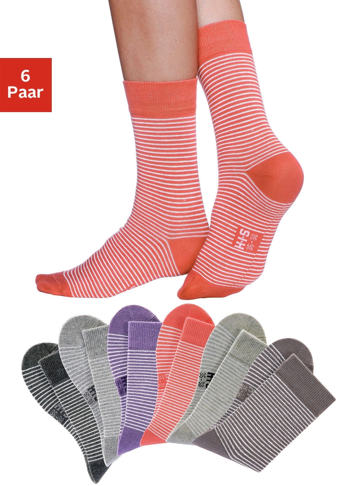 H.I.S Socken, (Set, 6 kaufen mit Schweiz online Bündchen Paar), druckfreiem bei Jelmoli-Versand