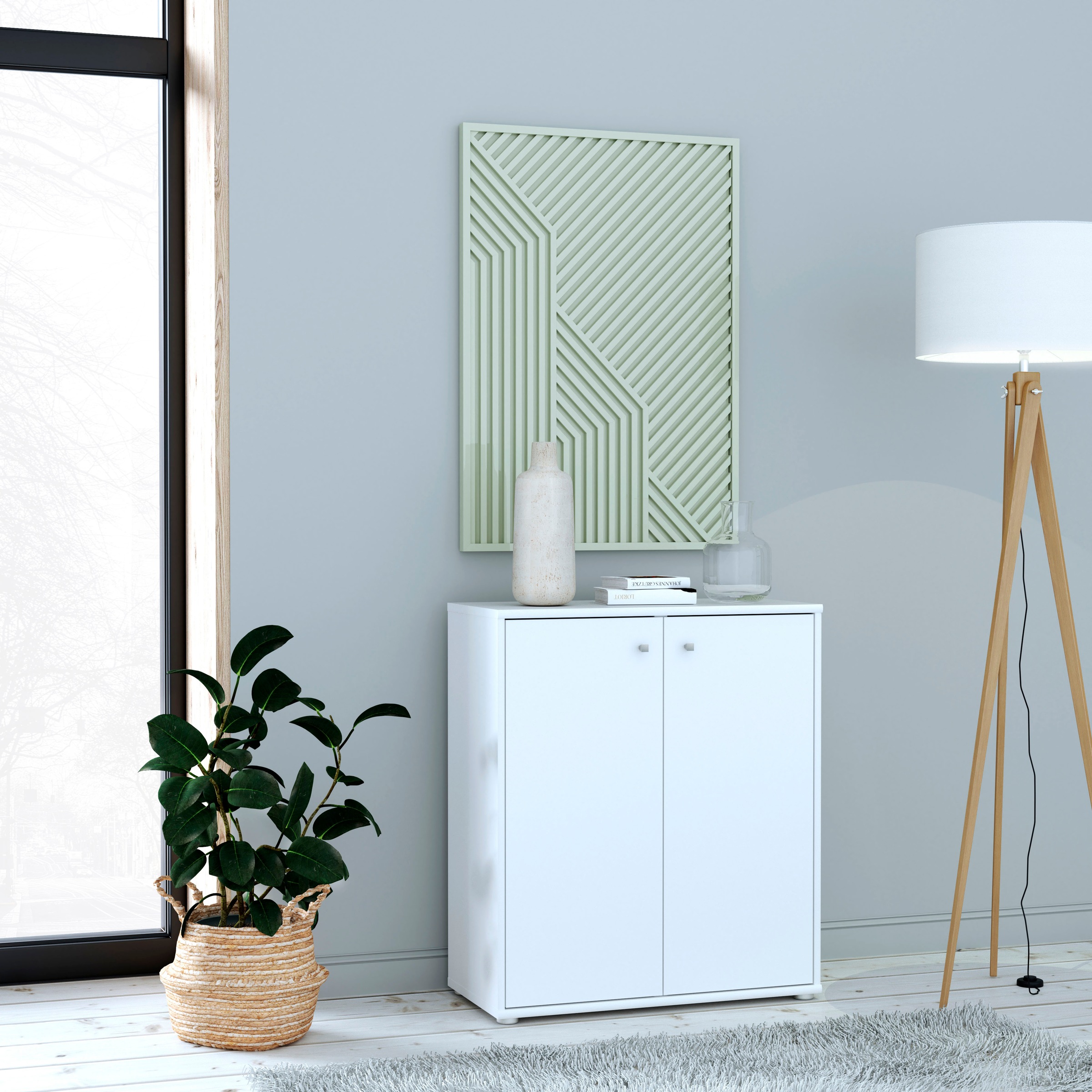 FORTE Kommode "Tempra, Kommode, 2 große Türen, Höhe 85,5 cm" Breite 73,7 cm
