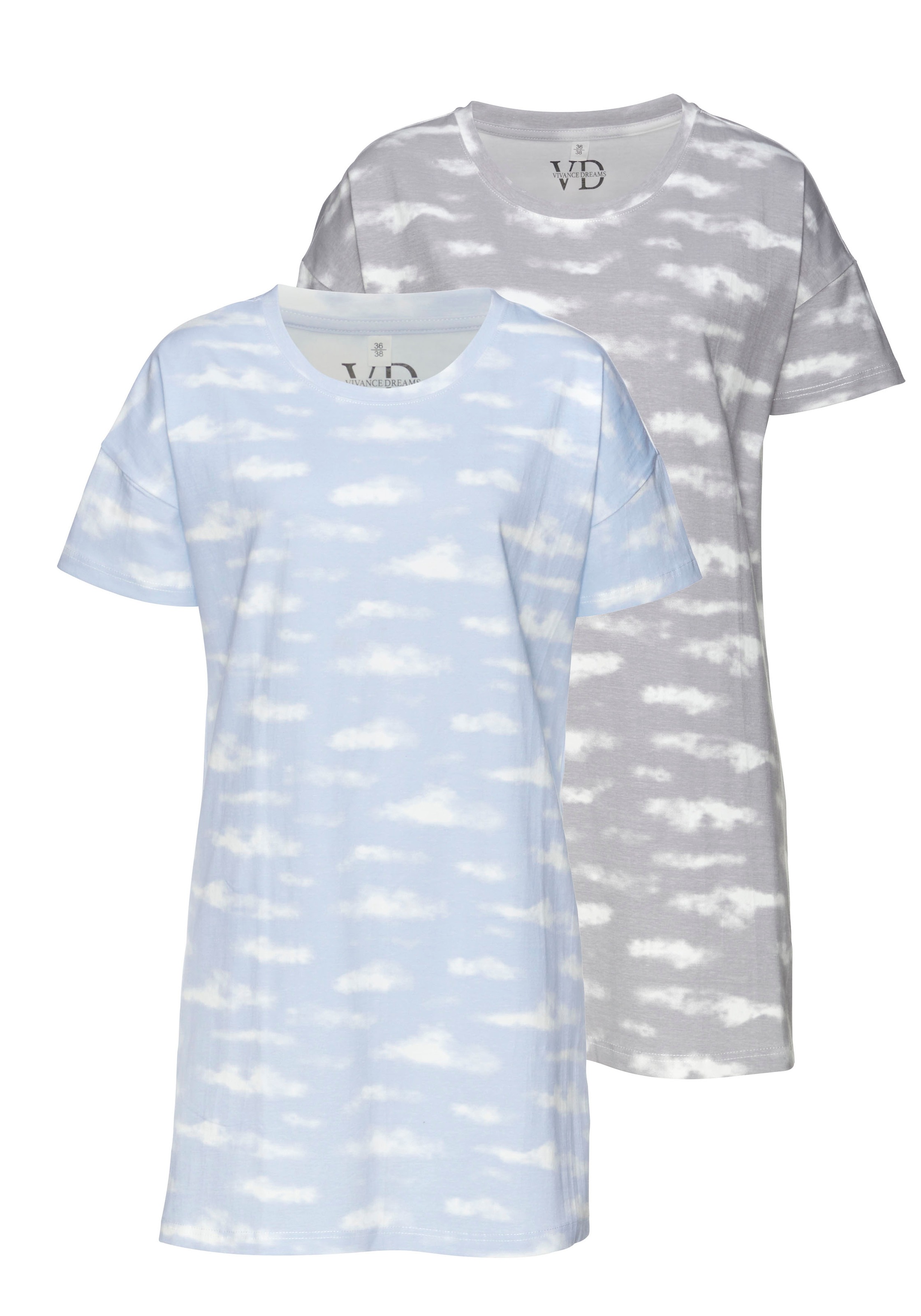 Vivance Dreams Sleepshirt, (2er-Pack), mit Wolkenmotiv