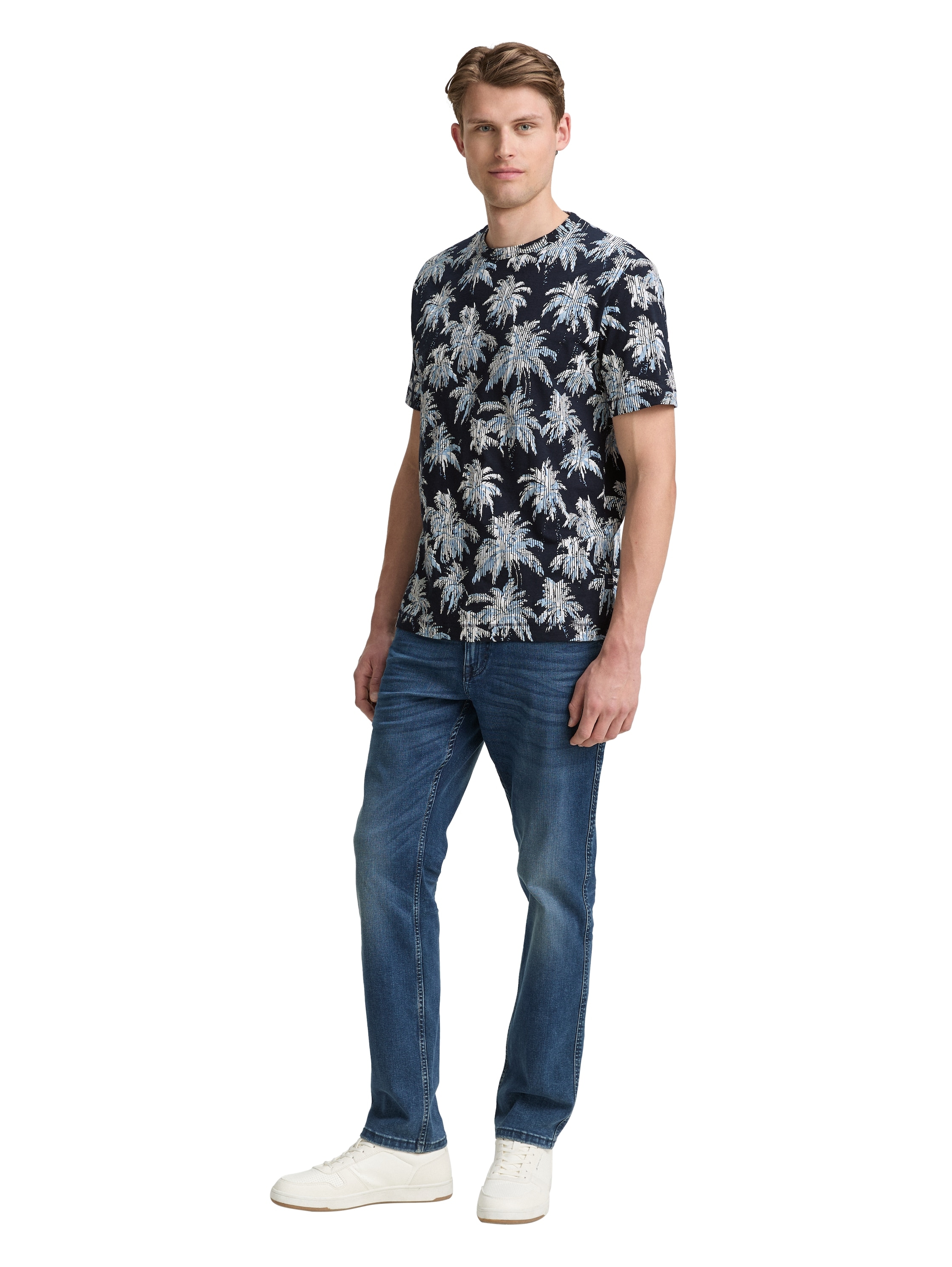 TOM TAILOR T-Shirt, mit All-Over Palmen Print
