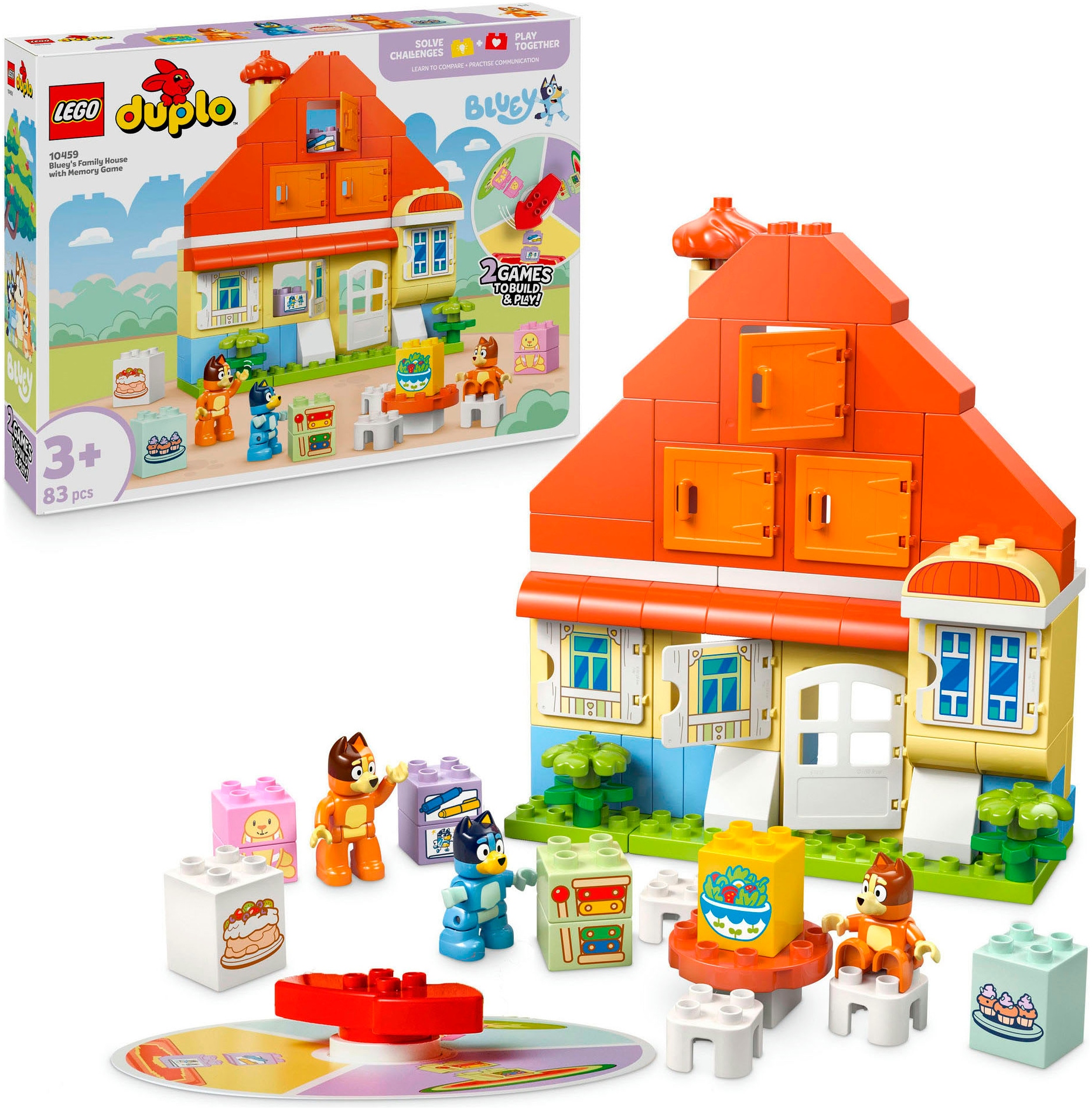 LEGO Konstruktionsspielsteine "Blueys Familienhaus mit Memory-Spiel (10459), LEGO DUPLO Bluey" Made in Europe