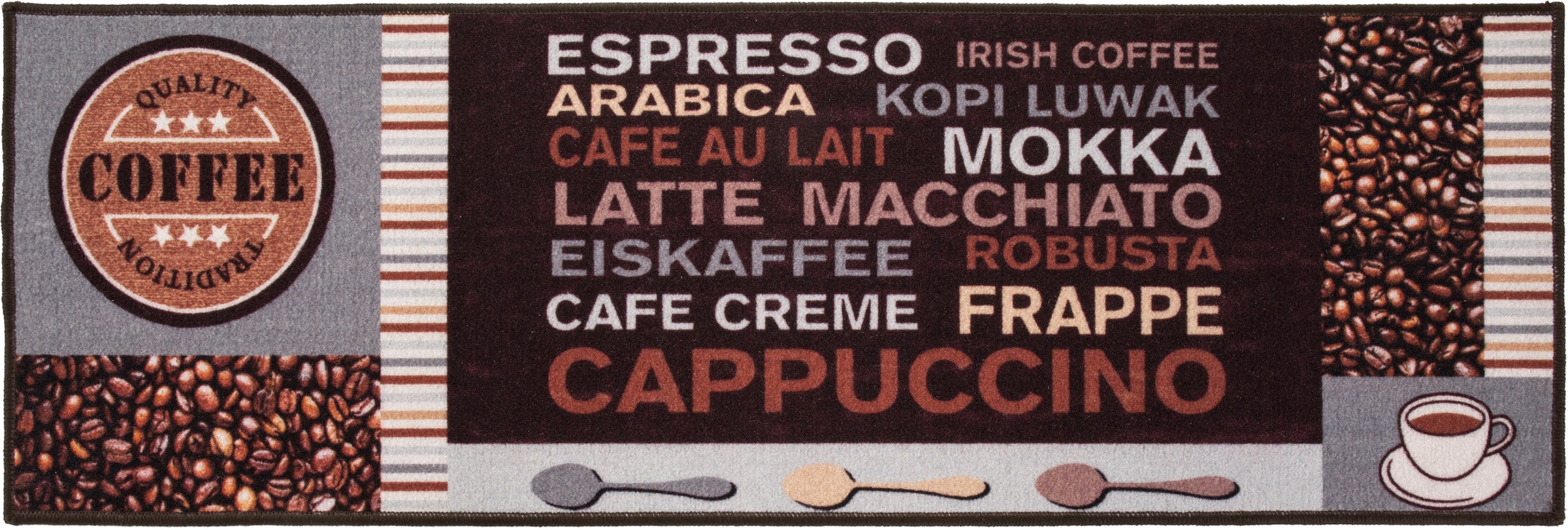 Andiamo Küchenläufer »Cafe Creme«, rechteckig, 4 mm Höhe, Motiv Kaffee, mit Schriftzug, Grösse 50x150 cm, Küche