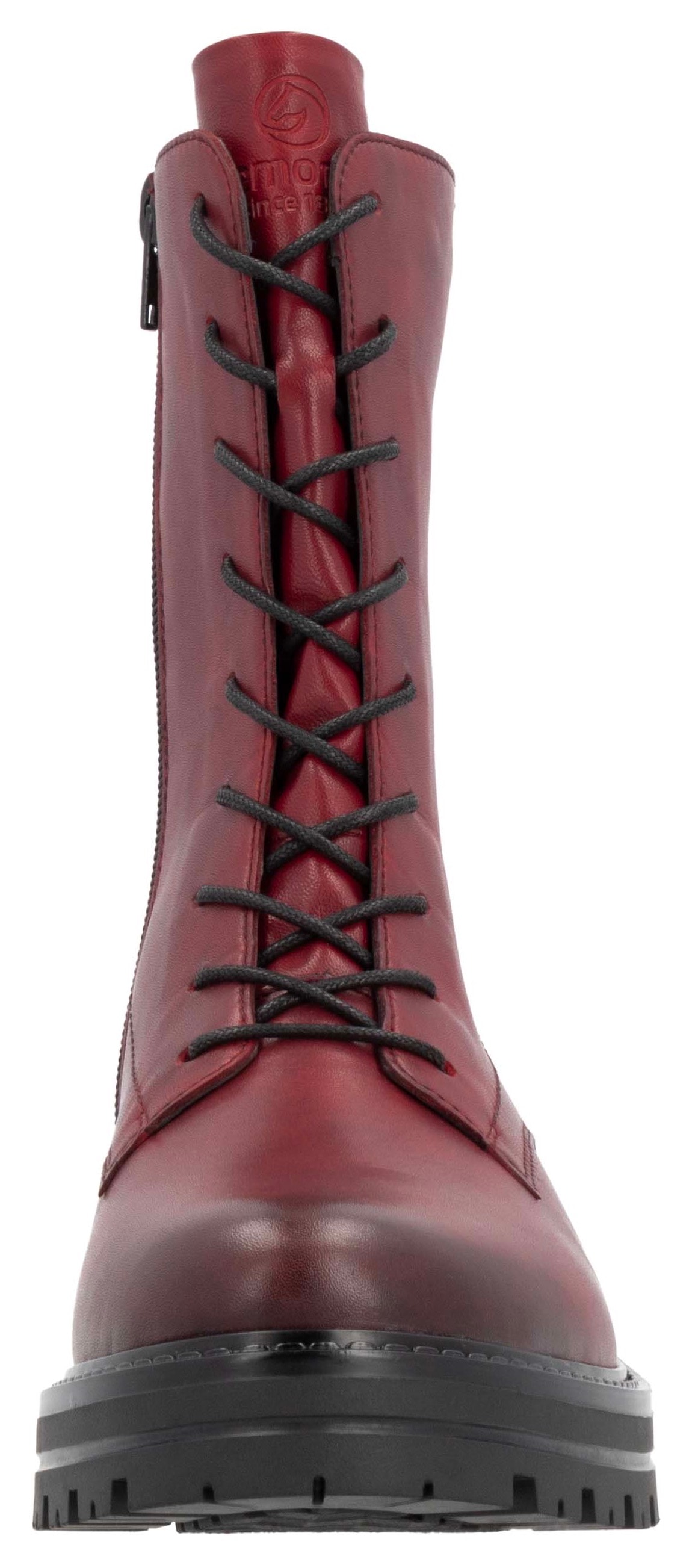 Remonte Schnürstiefelette, Blockabsatz, Schnürboots, Chunky Boots mit Kontrast-Rahmennaht
