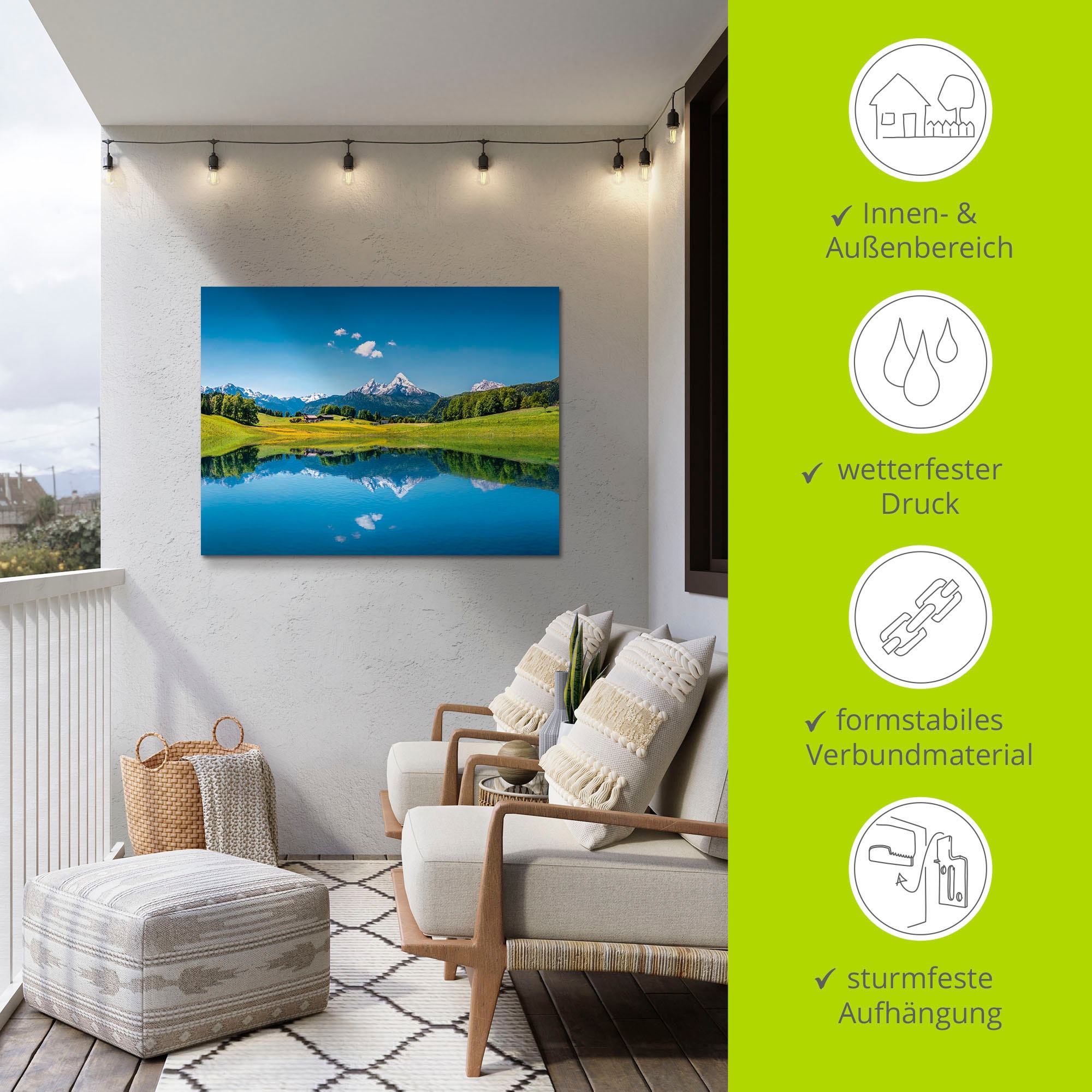 Artland Wandbild »Landschaft in den Alpen«, Berge, (1 St.), als Alubild, Outdoorbild, Leinwandbild, Poster in verschied. Grössen