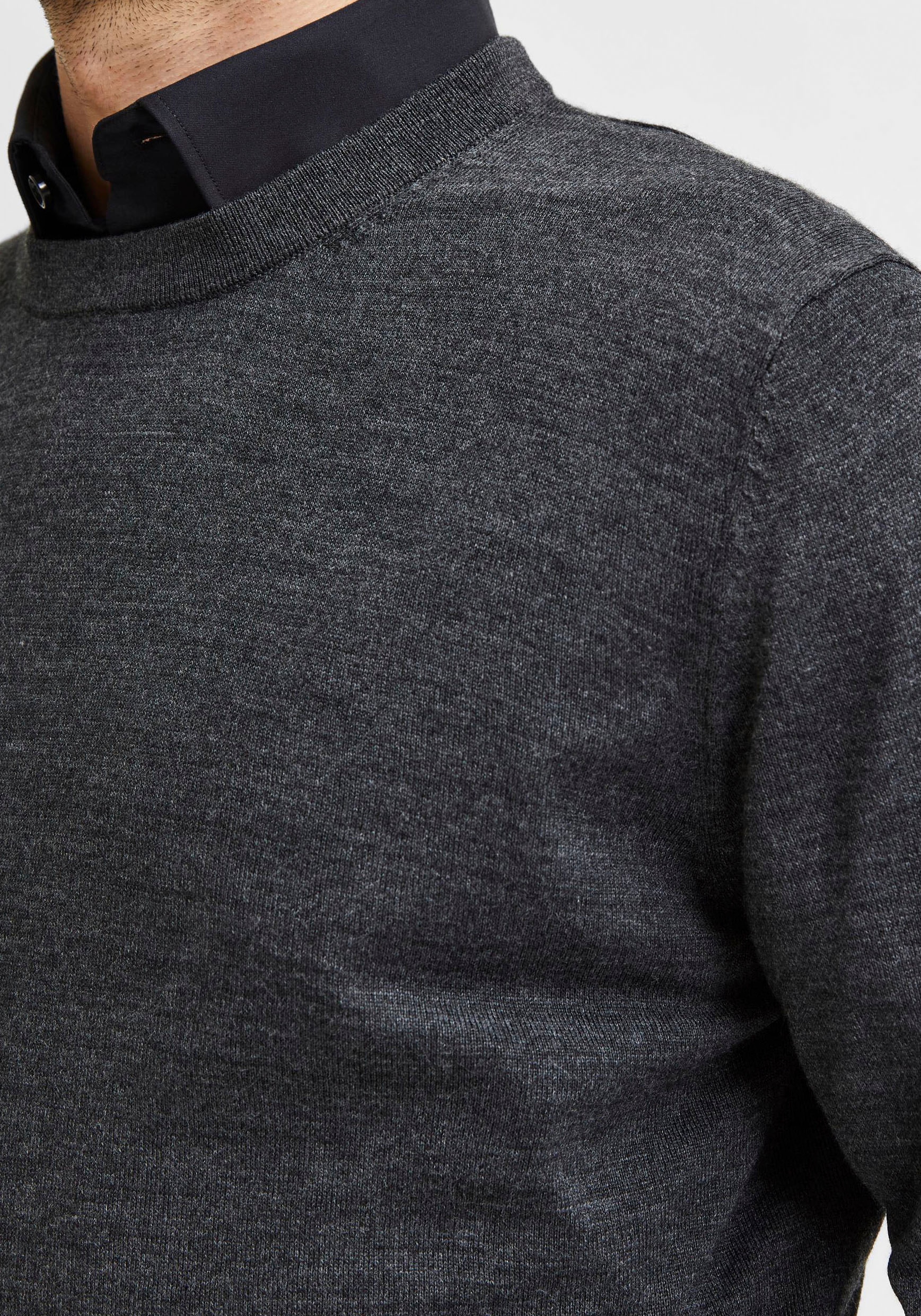 SELECTED HOMME Rundhalspullover »OWN MERINO COOLMAX KNIT«
