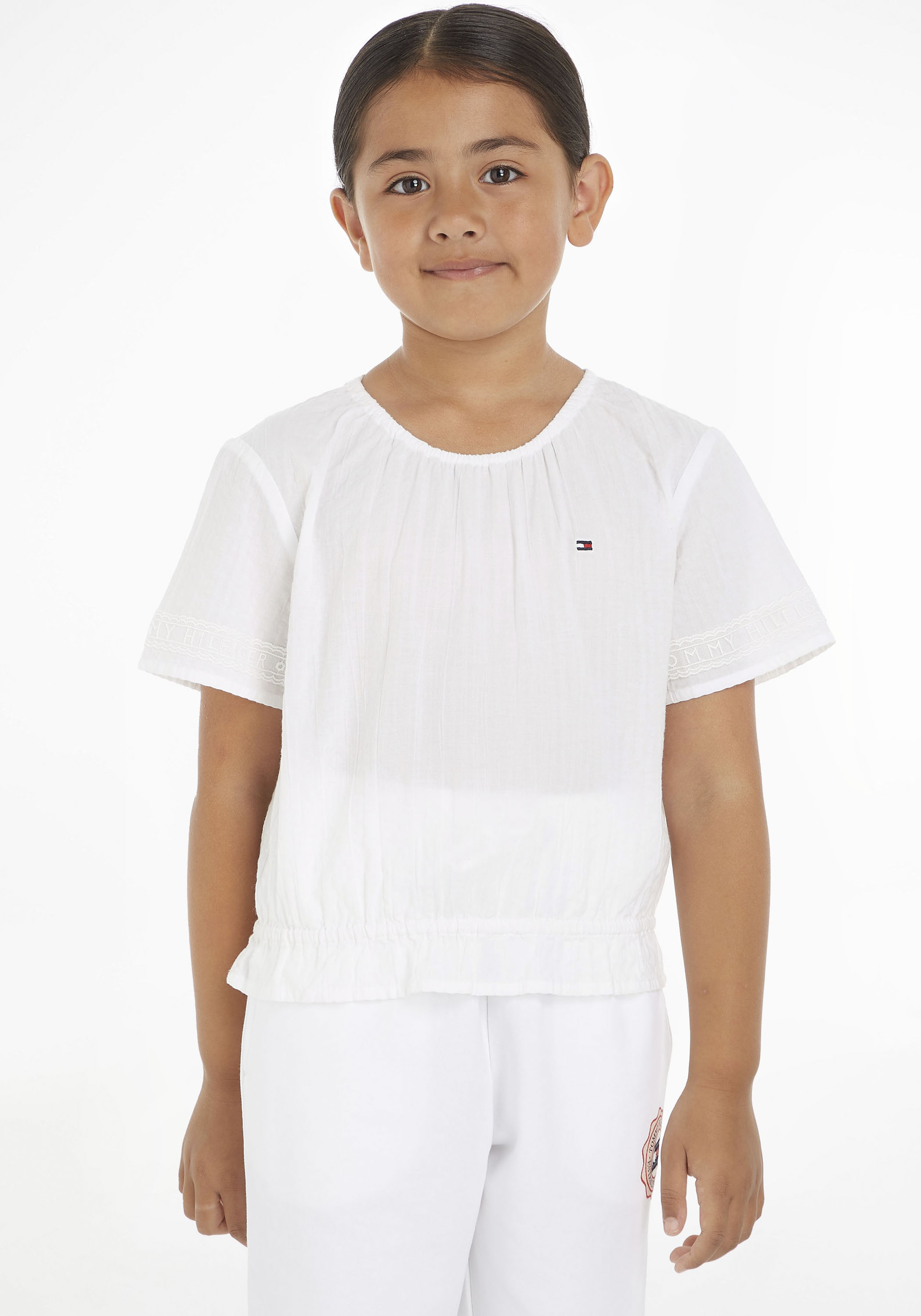Blusentop »TONAL SEERSUCKER TOP S/S«, mit Gummizug