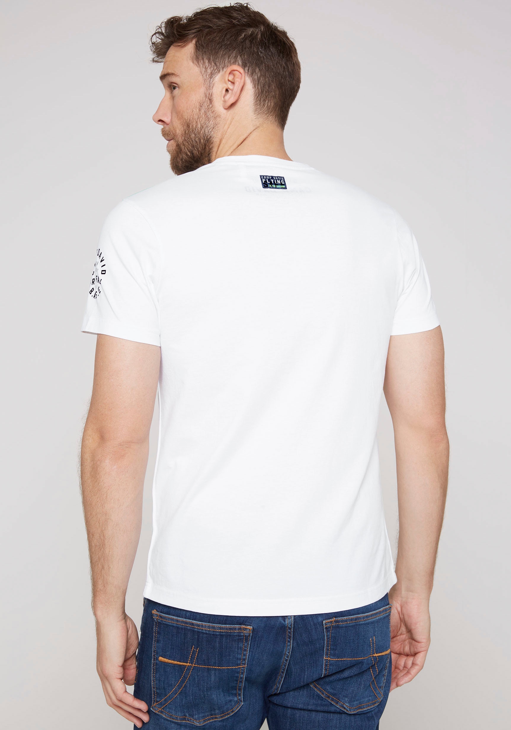 T-Shirt, Jelmoli-Versand kaufen online DAVID mit CAMP | Puff-Print-Details