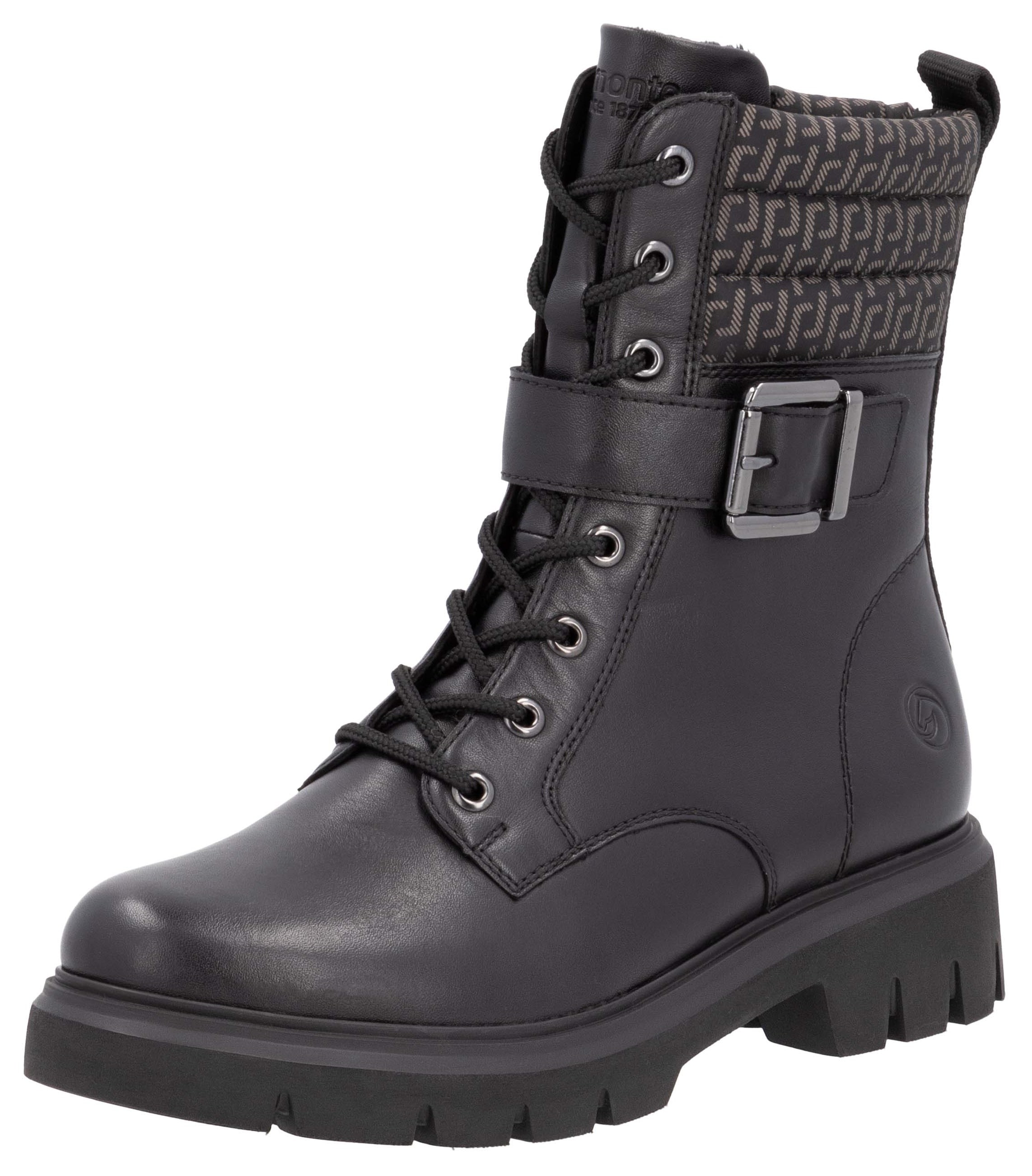 Remonte Winterstiefelette, Blockabsatz, Winterboots, Schnürboots mit Innenreissverschluss