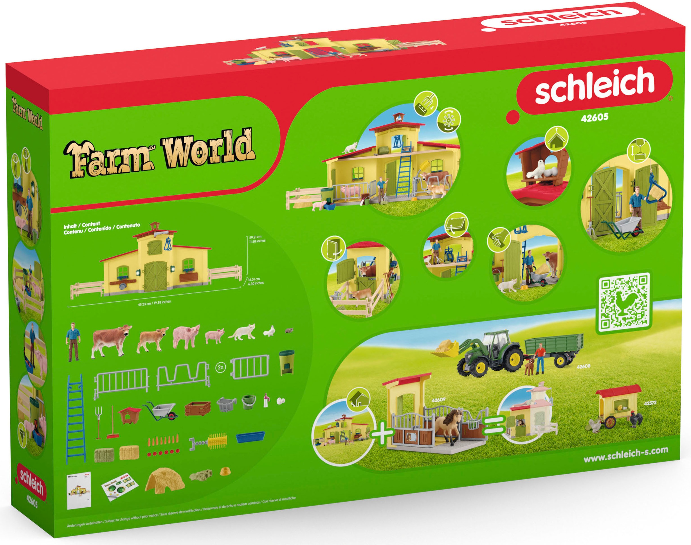 Schleich® Spielwelt »FARM WORLD, Grosser Stall mit Tieren und Zubehör (42605)«, Made in Europe