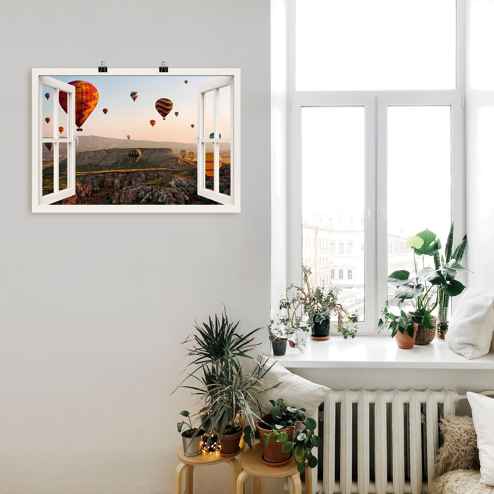 Artland Wandbild »Fensterblick Kappadokien Ballonfahrt«, Ballonfahren, (1 St.), als Poster, Wandaufkleber in verschied. Grössen