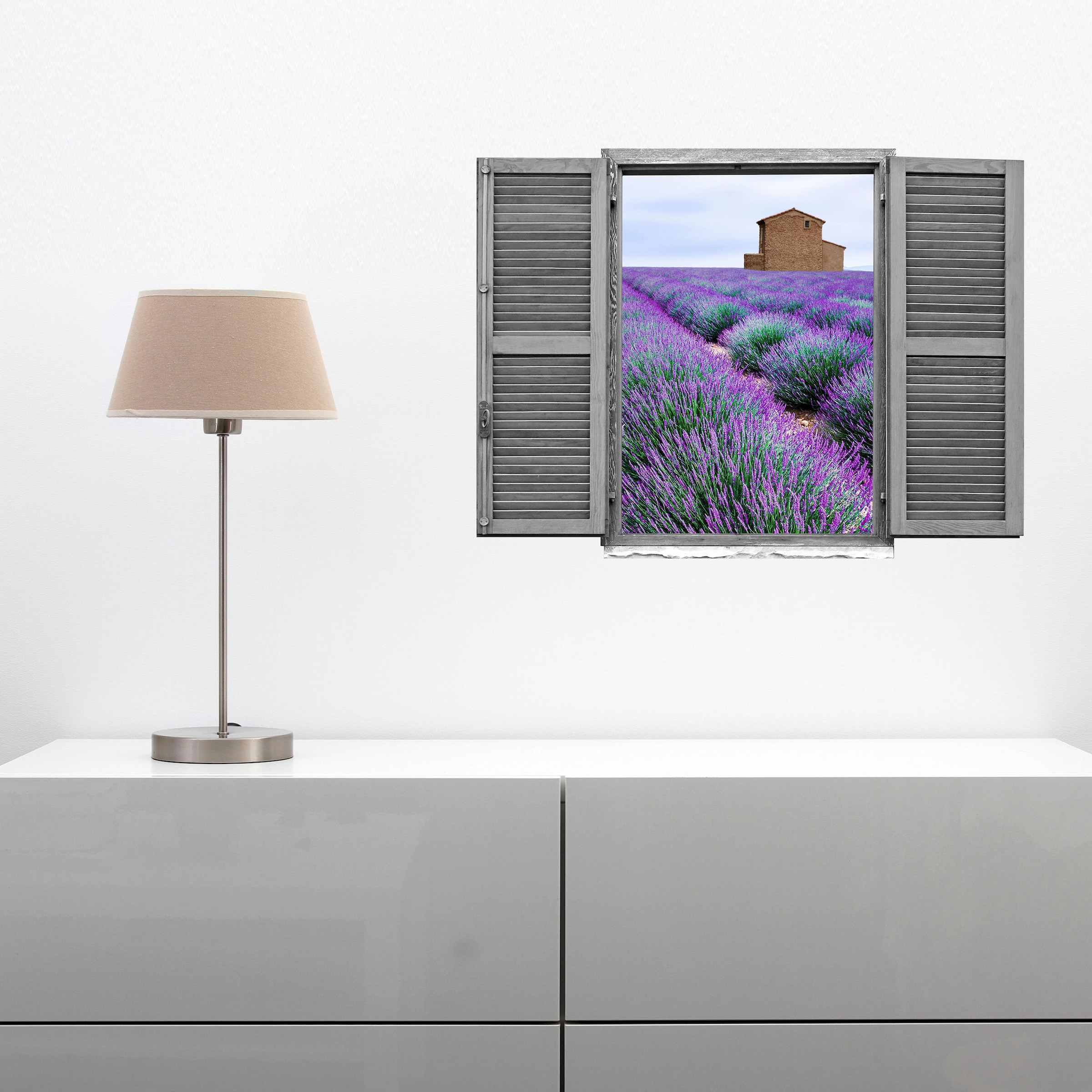queence Wandtattoo »Lavendelfeld«, (1 St.), Wandsticker, Wandbild, selbstklebend, 3D, Fenster