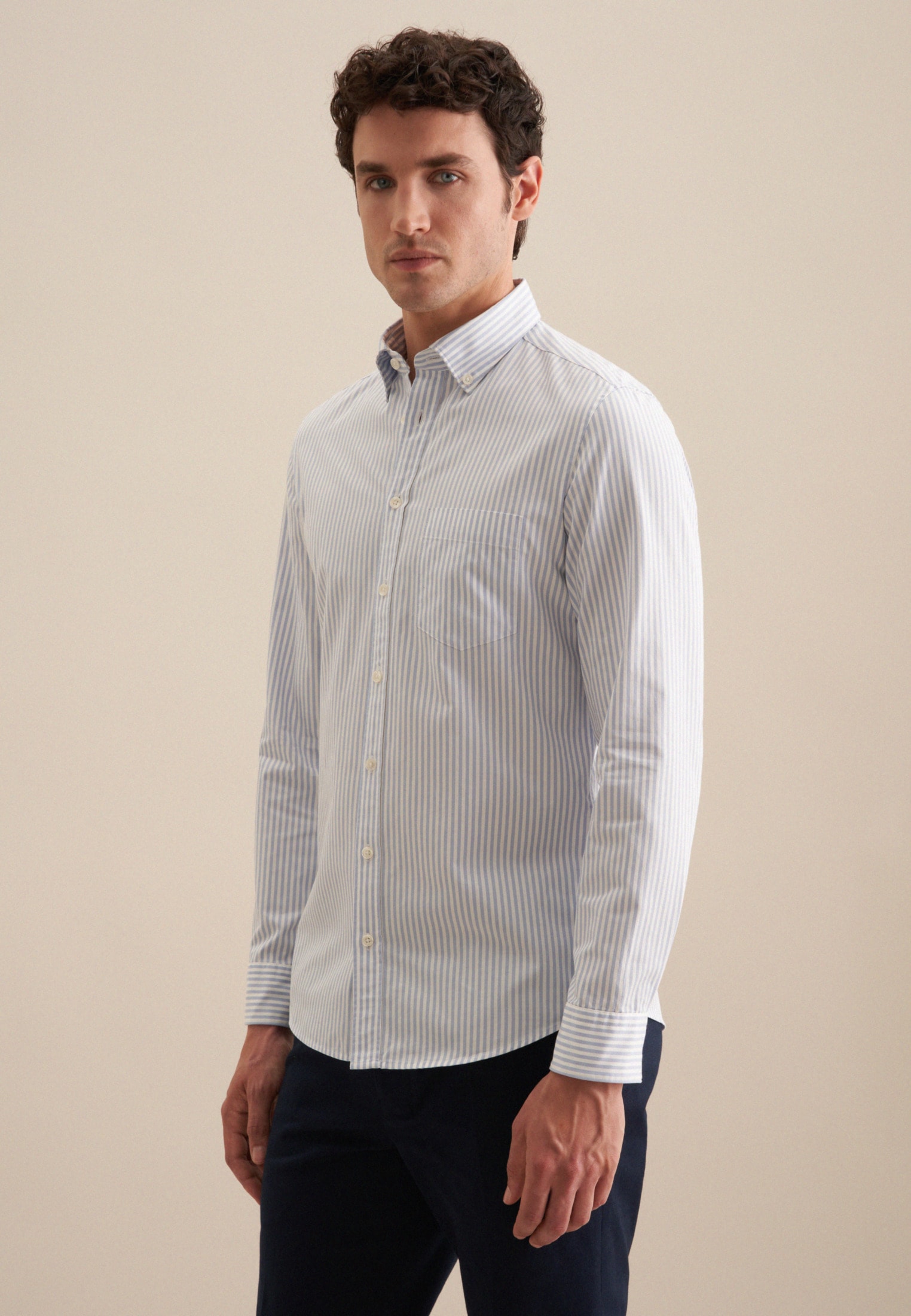 seidensticker Businesshemd »Schwarze Rose« Slim 1/1 Button-Down-Kragen Streifen