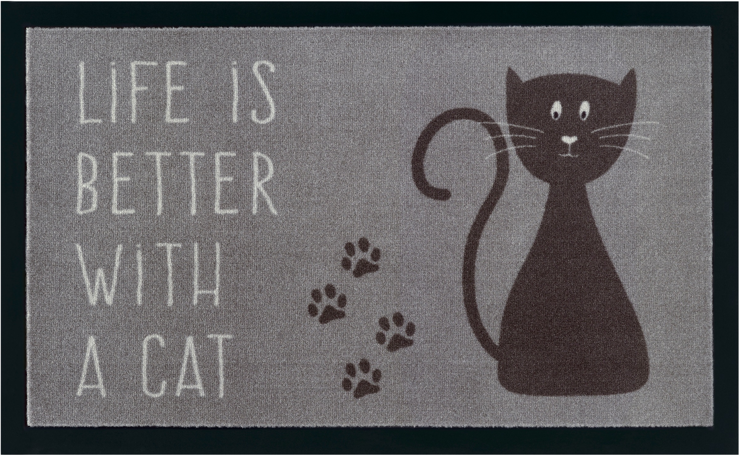 my home Fussmatte »Katze, Türmatte«, rechteckig, 5 mm Höhe, Rutschfest, Tiermotiv, Cat, mit Spruch, Robust, Pflegeleicht