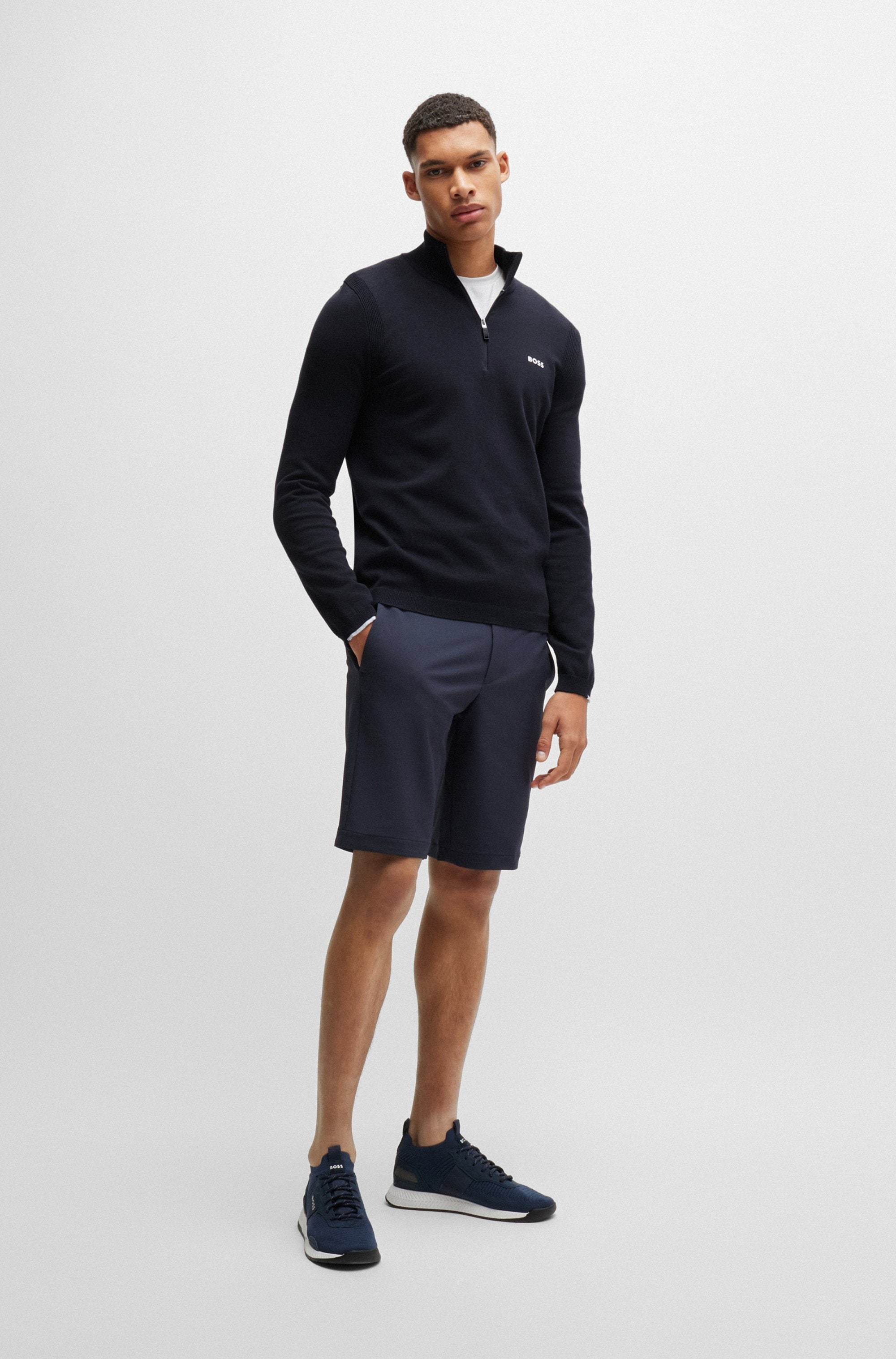 BOSS GREEN Strickpullover »Ever-X QZ«, mit Reissverschluss
