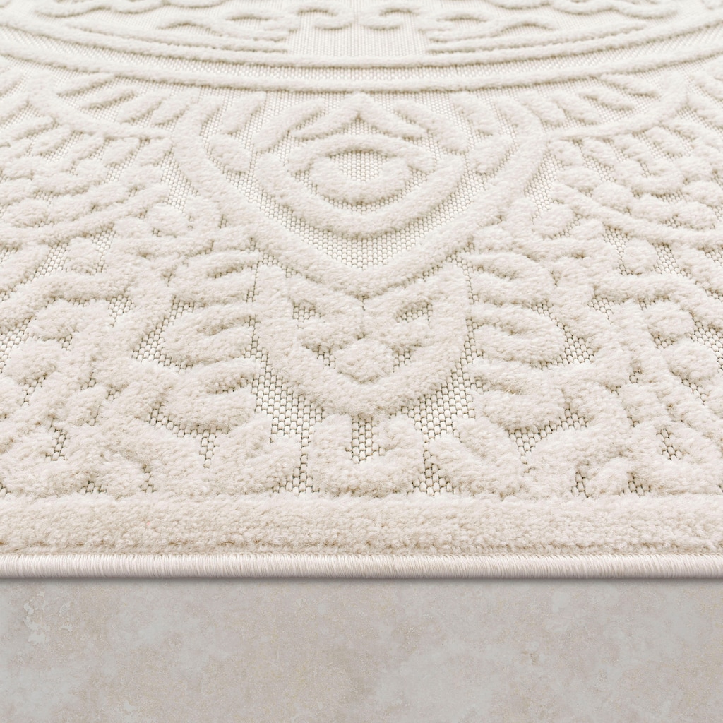 Paco Home Teppich »Cotton 232«, rechteckig, Uni Farben, Hoch-Tief Effekt, boho, In- und Outdoor geeignet
