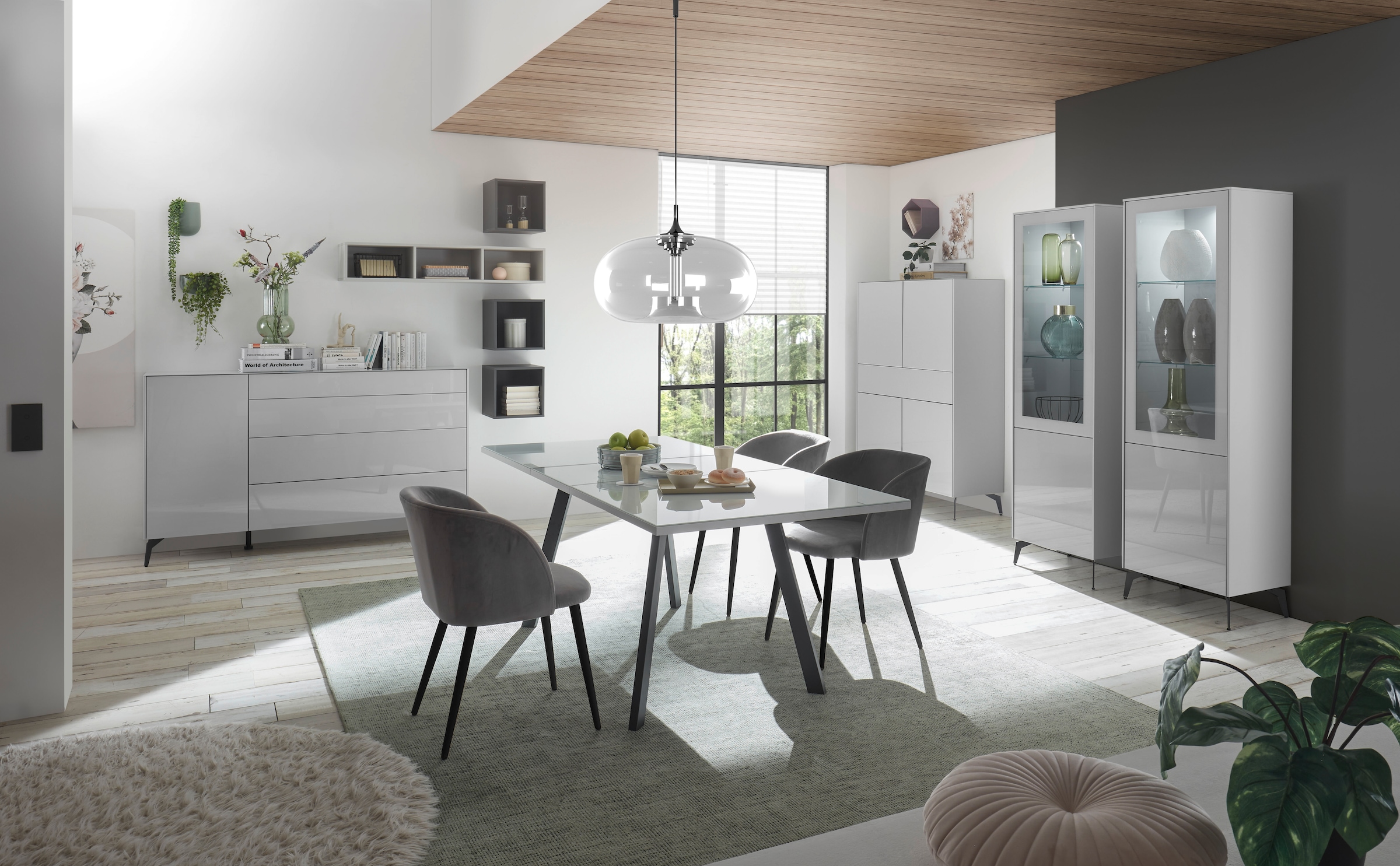 Mäusbacher Highboard »Imola TOPSELLER!«, (OTTOs Choice), Mäusbacher Highboard, Breite 121 cm, mit Glasfront und Glasoberplatte