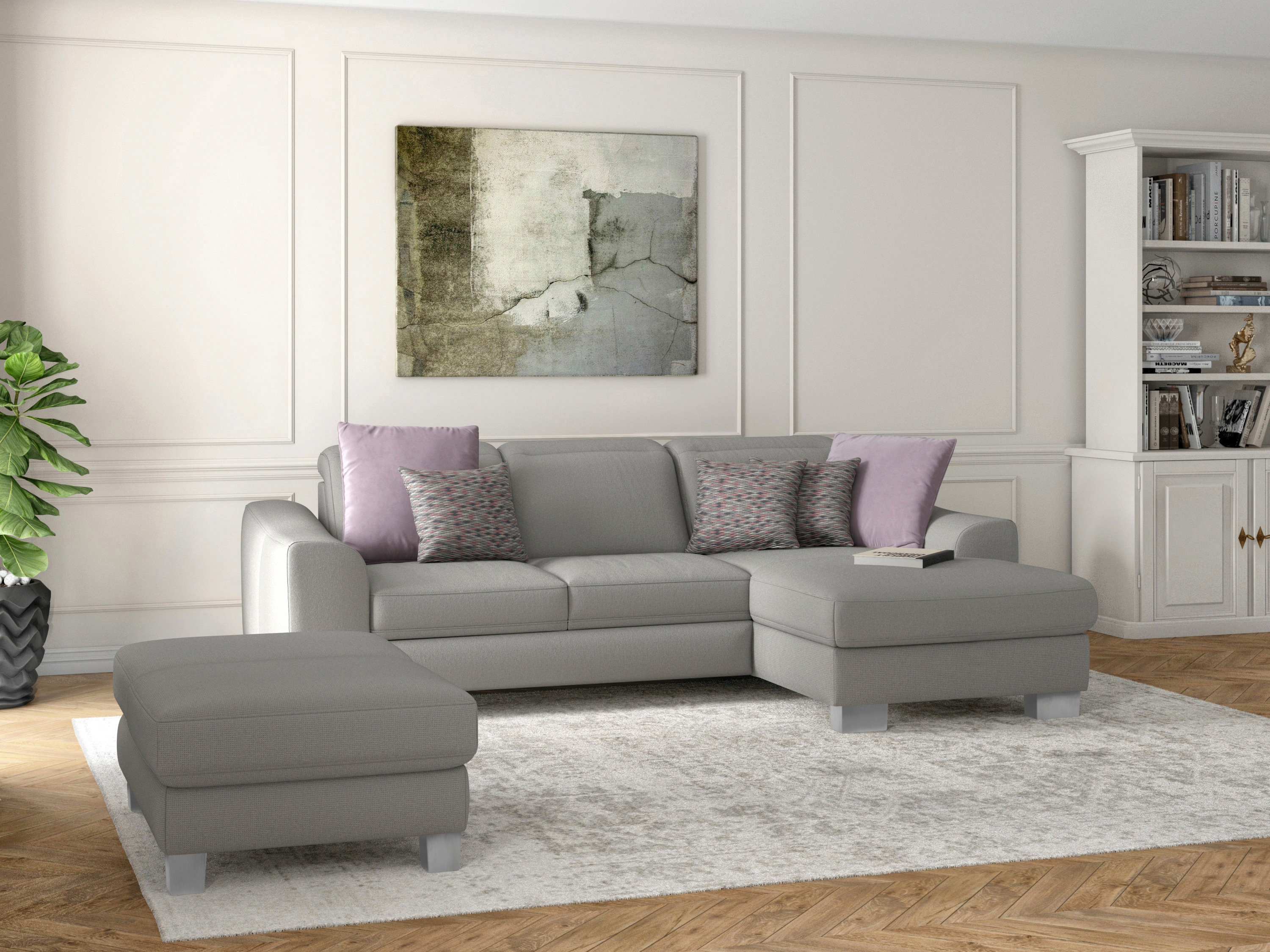 sit&more Ecksofa "Dundee L-Form" mit Federkern und Edelstahlfüssen, wahlweise mit Kopfteilverstellung