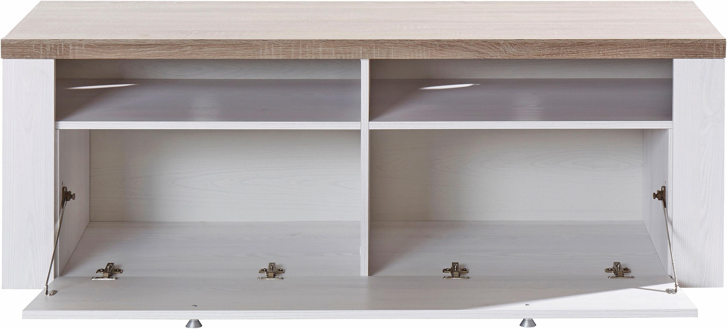 Home affaire Lowboard »Larona, zeitloses TV Board mit 1 Klappe und 2 offenen Fächern«, Breite 140 cm, Fernsehbank, viel Stauraum, dekorative Rahmenoptik