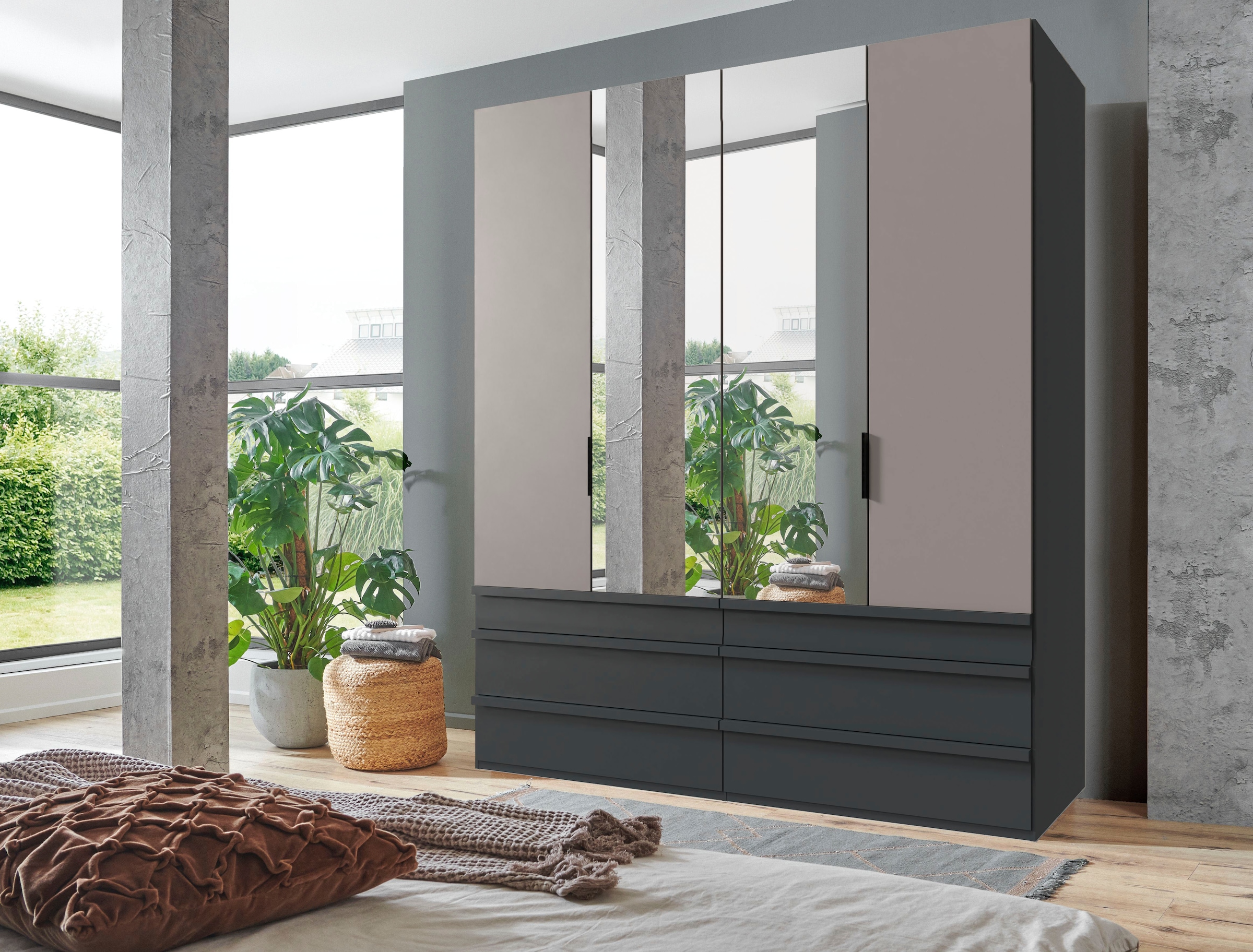 Wimex Falttürenschrank »Oxford by fresh to go, in 3 Breiten und 2 Höhen, Made in Germany«, (mit Schubladen, wahlweise mit oder ohne Spiegel), mit hochwertigen Falttüren für den perfekten Überblick