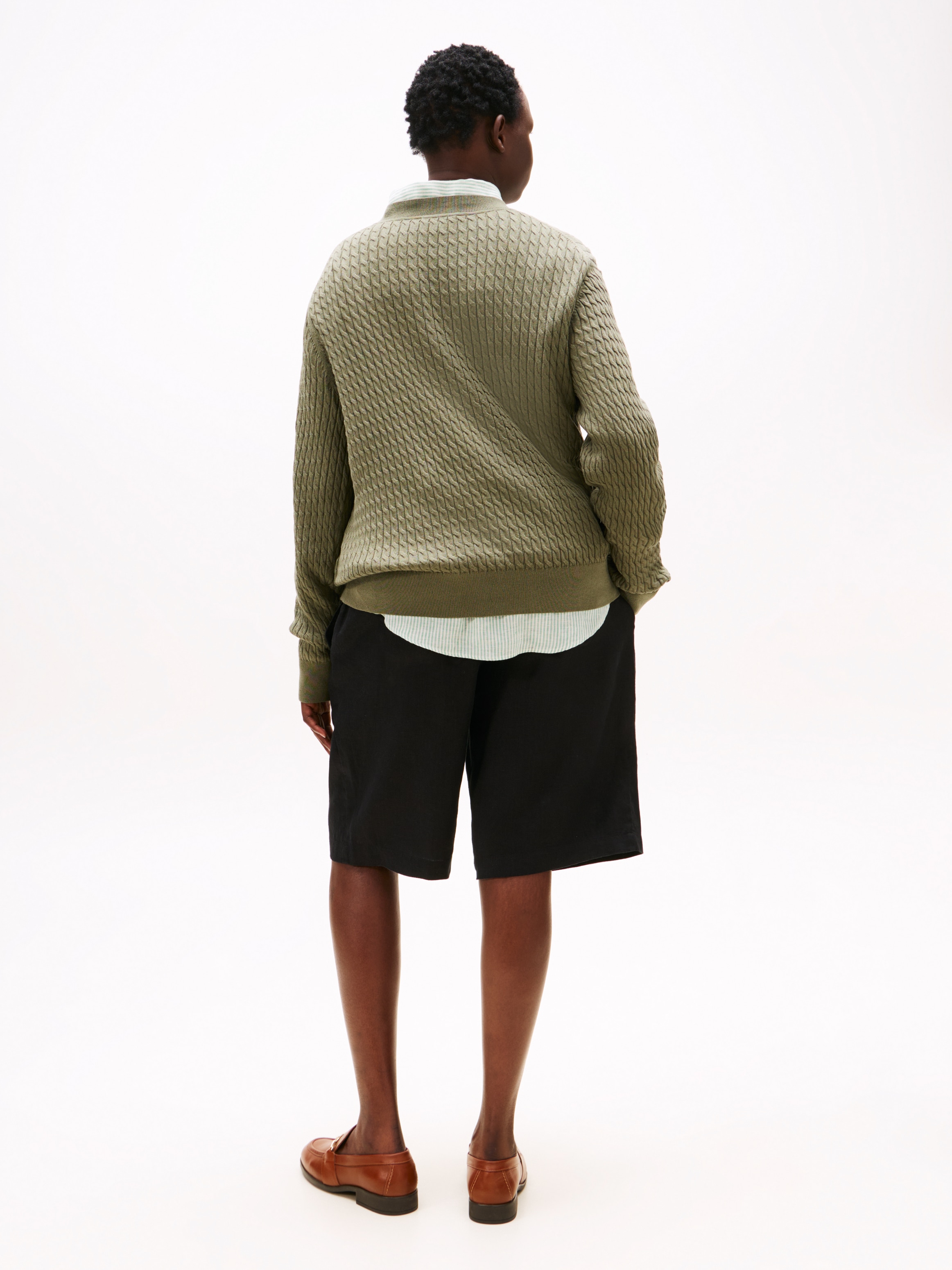 Tommy Hilfiger Curve Strickpullover »CRV CO CABLE FINE GG C-NK LS SWT«, in grossen Grössen, mit Zopfmuster