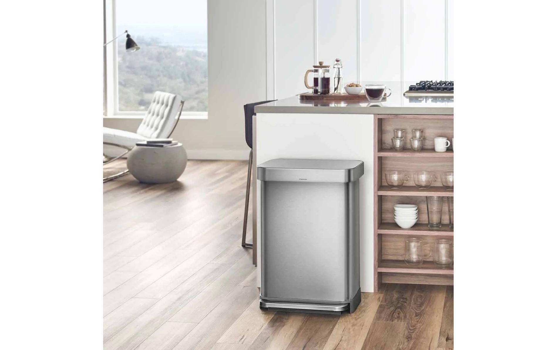 simplehuman Mülleimer »Rechteckiger Treteimer 55L«, 1 Behälter