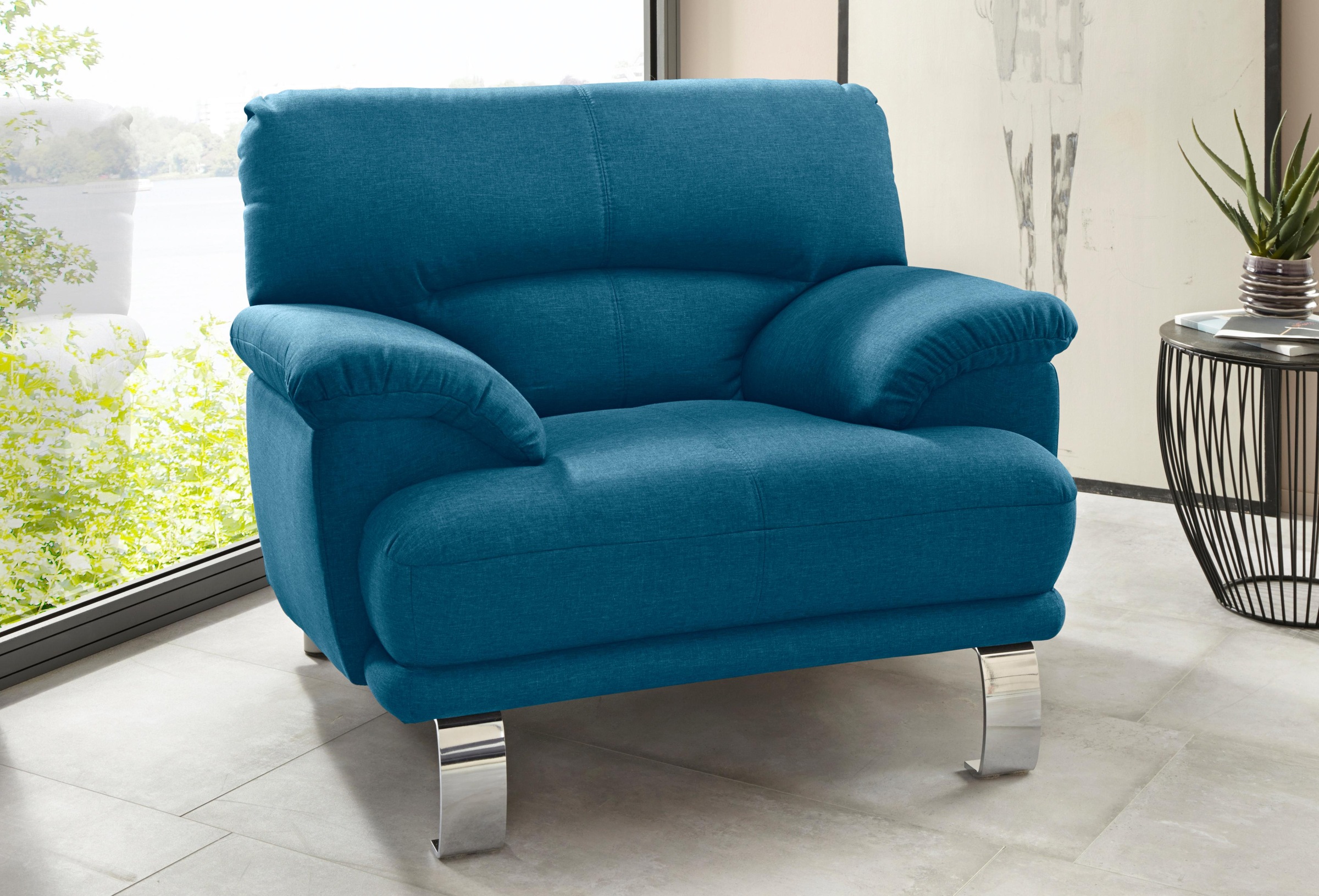TRENDMANUFAKTUR Sessel "Cecilia II, Loungesessel in italienischem Design" breite und bequeme Armlehnen
