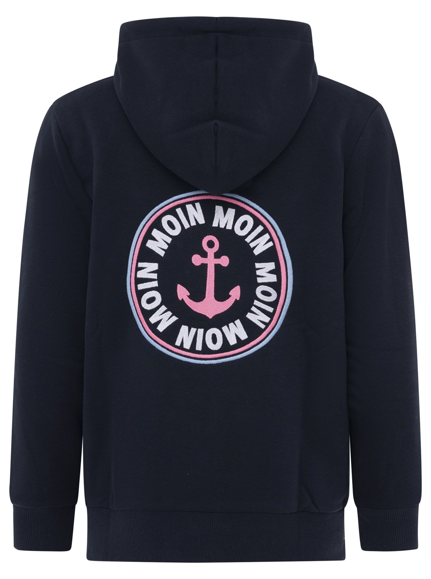 Zwillingsherz Kapuzensweatjacke »"Anker Kreis Classic"«, Langarm, Reissverschluss, Stickerei am Rücken, Kapuze, Taschen