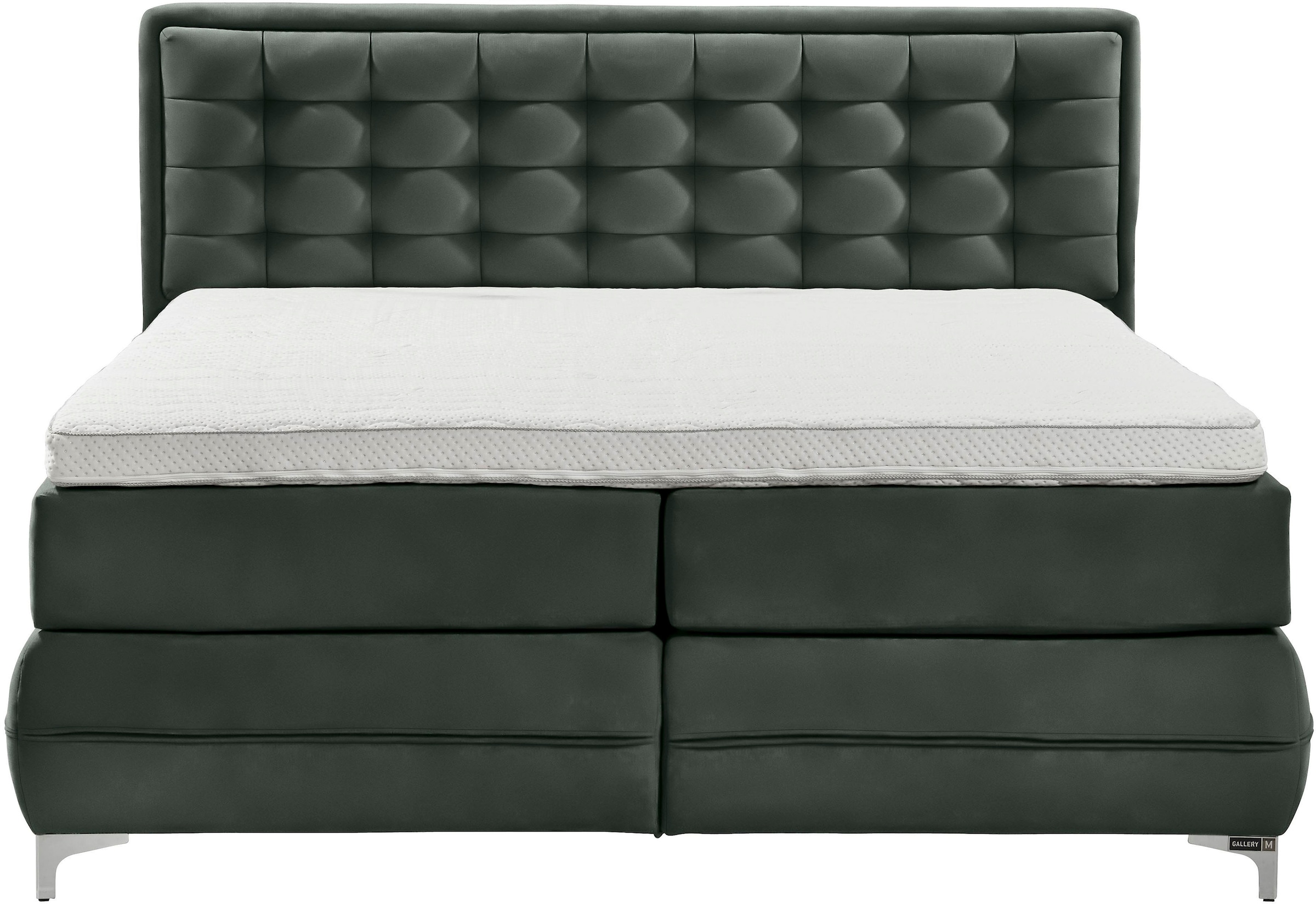 Musterring Boxspringbett »Dubai«, Winkelfuss in Chrom, 3 Härtegrade, Kopfteil in Kassettensteppung