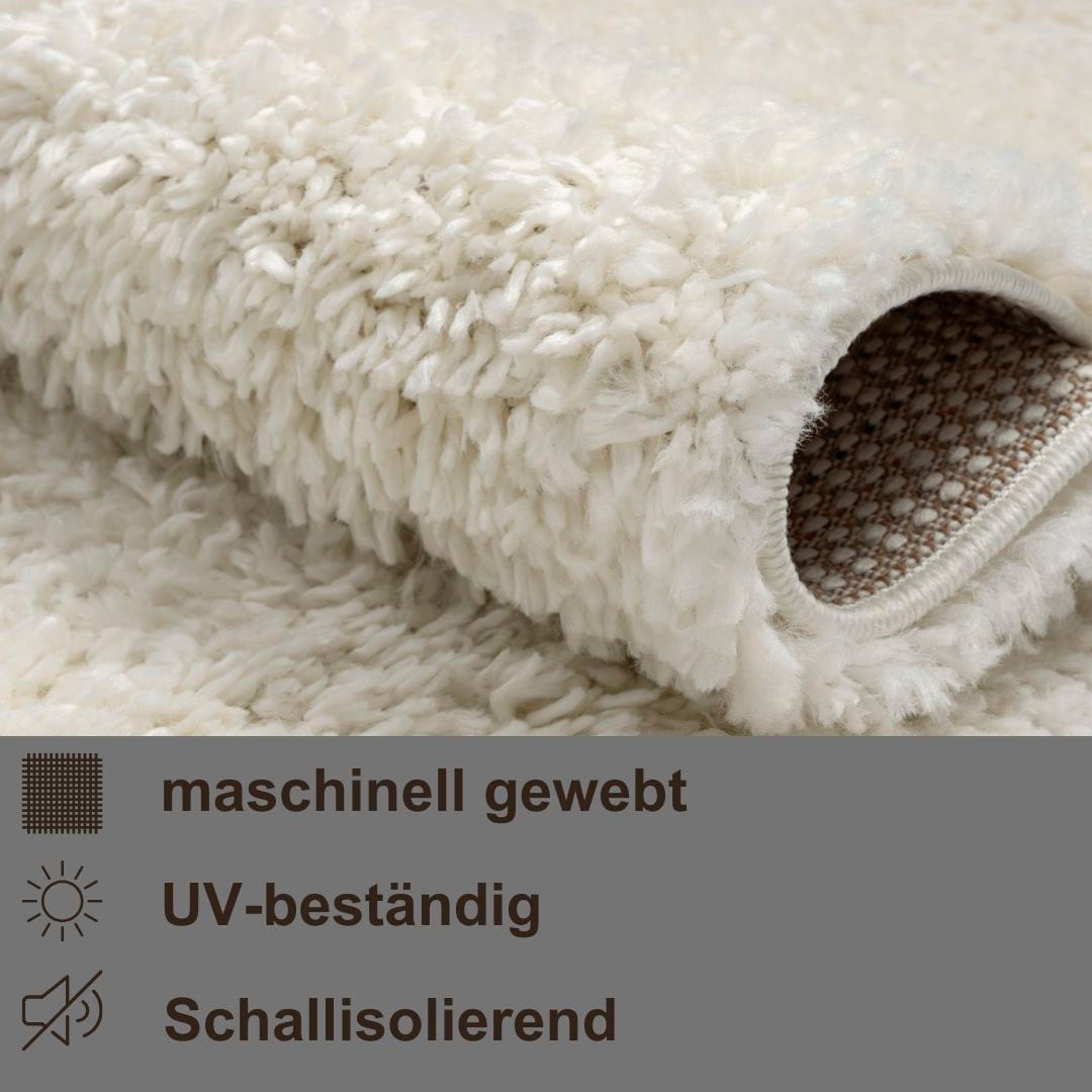Myflair Möbel & Accessoires Hochflor-Bettumrandung »My Shaggy«, (3 tlg.), Shaggy, Uni-Farben, leicht glänzend, extra flauschig, Läufer-Set