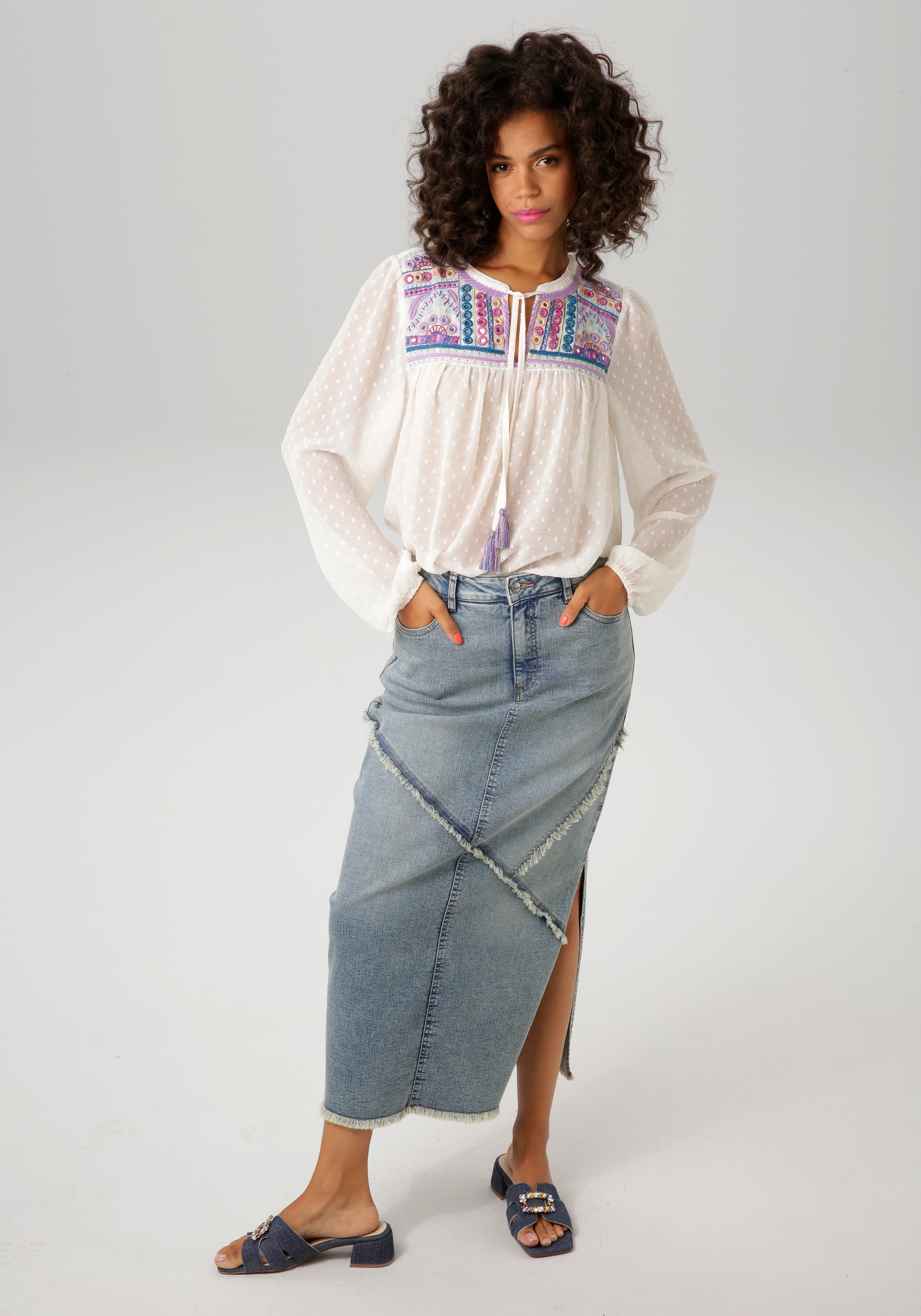 Aniston CASUAL Jeansrock, mit raffiniertem Seitenschlitz