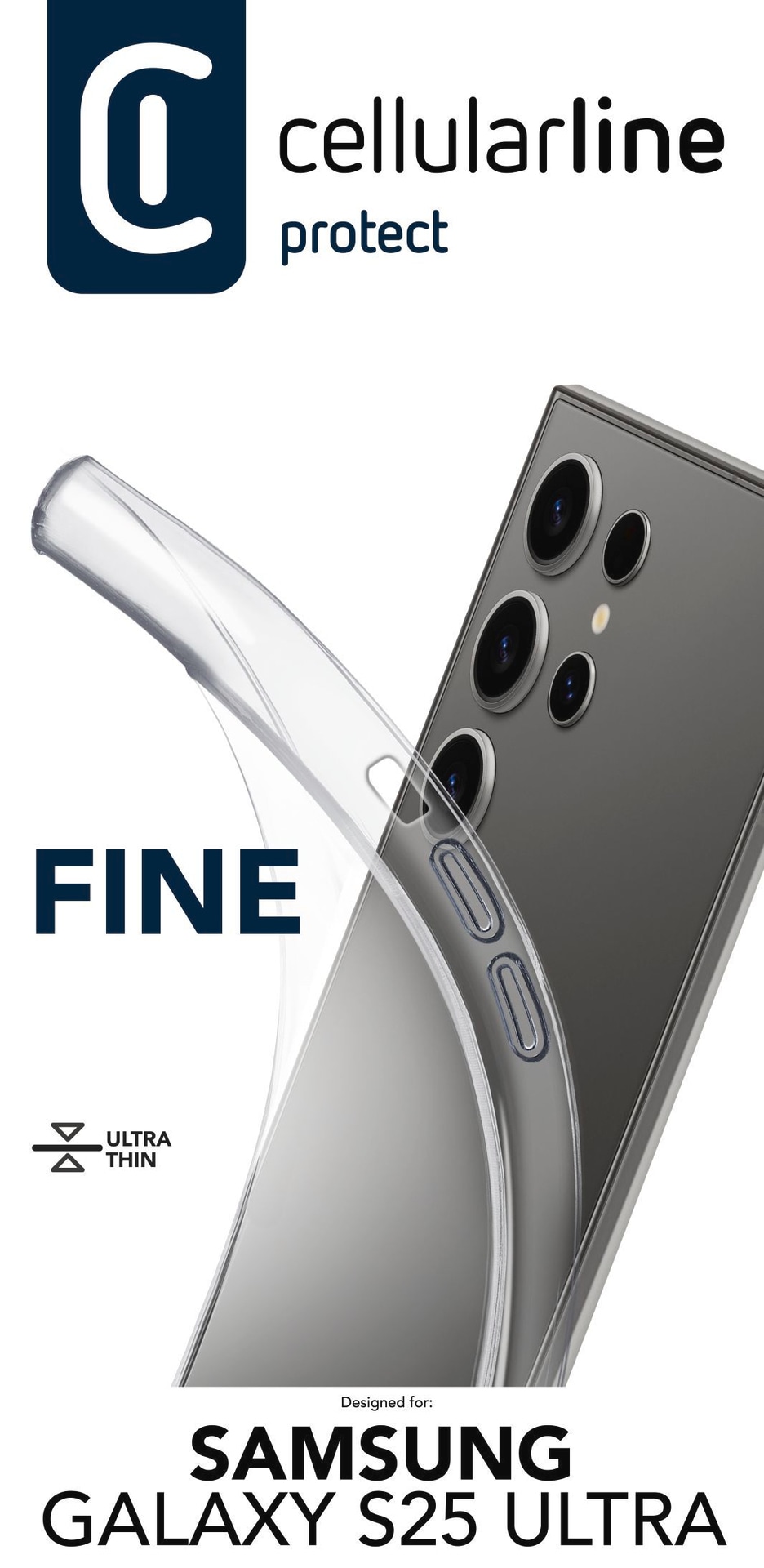 Cellularline Handyhülle »Fine Case für Samsung Galaxy S25 Ultra«, Backcover, Schutzhülle, Handyschutzhülle, Case, Schutzcase, stossfest