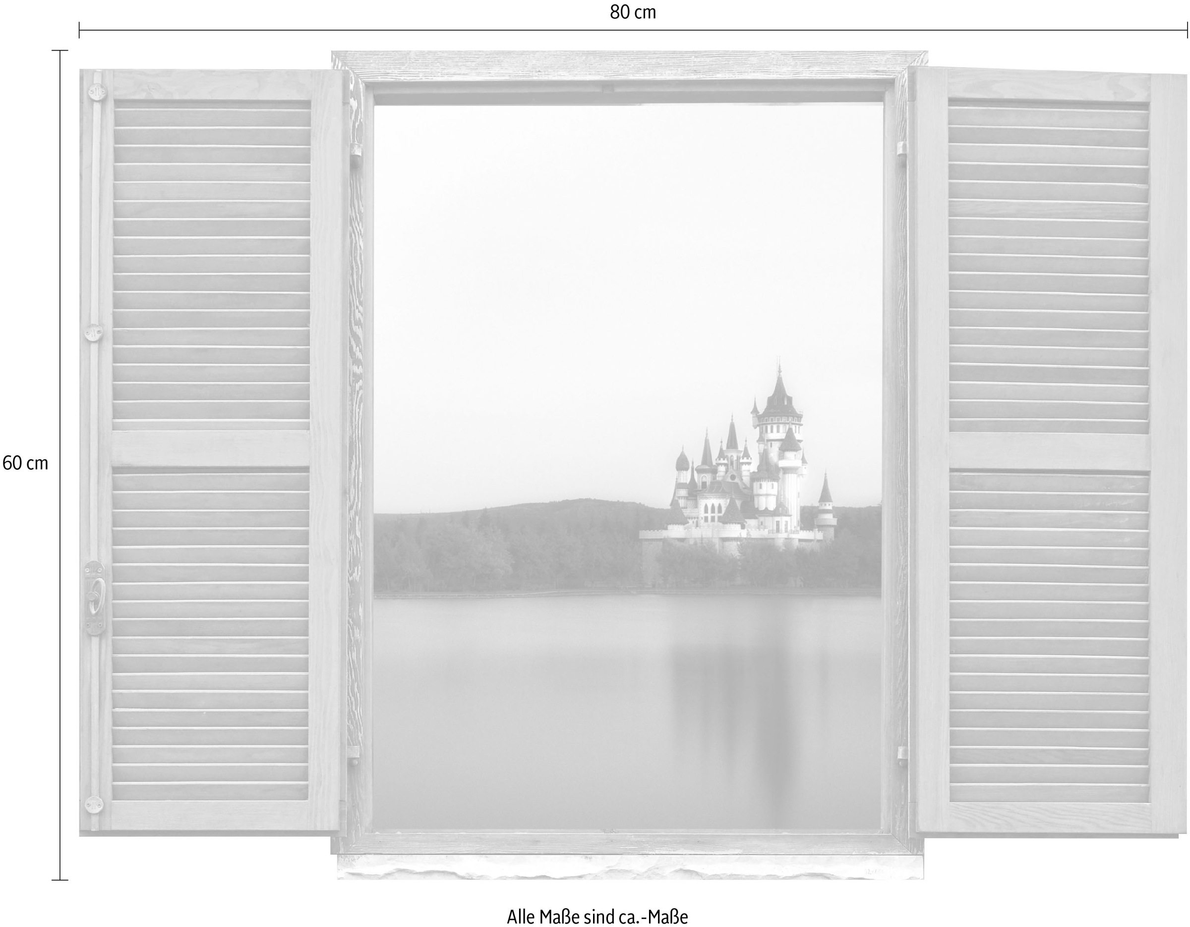 queence Wandtattoo »Schloss«, (1 St.), Wandsticker, Wandbild, selbstklebend, 3D, Fenster