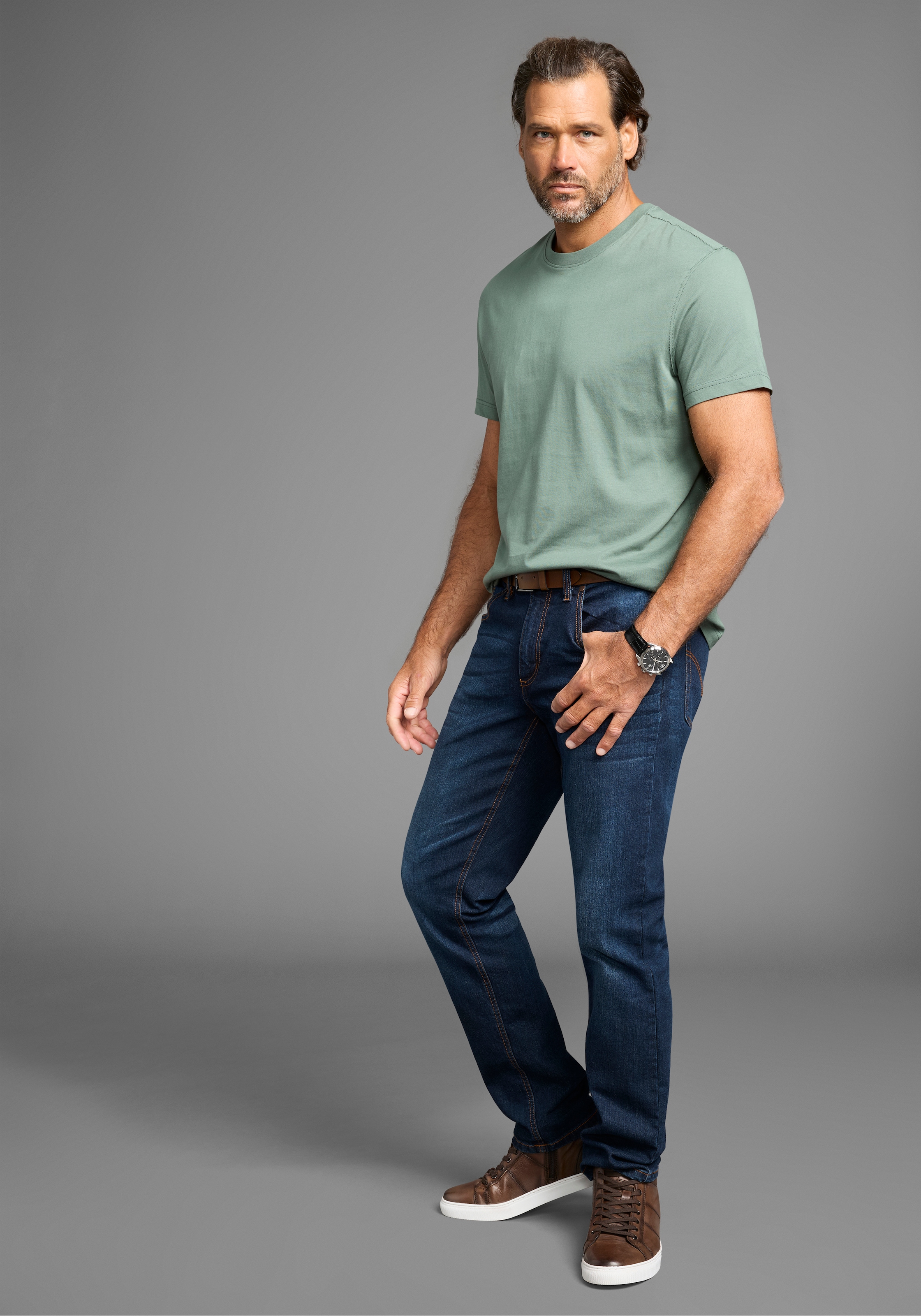 Man's World T-Shirt »neue Farben!«, (3er-Pack), Kurzarm, unifarben, Rundhals, aus Baumwolle