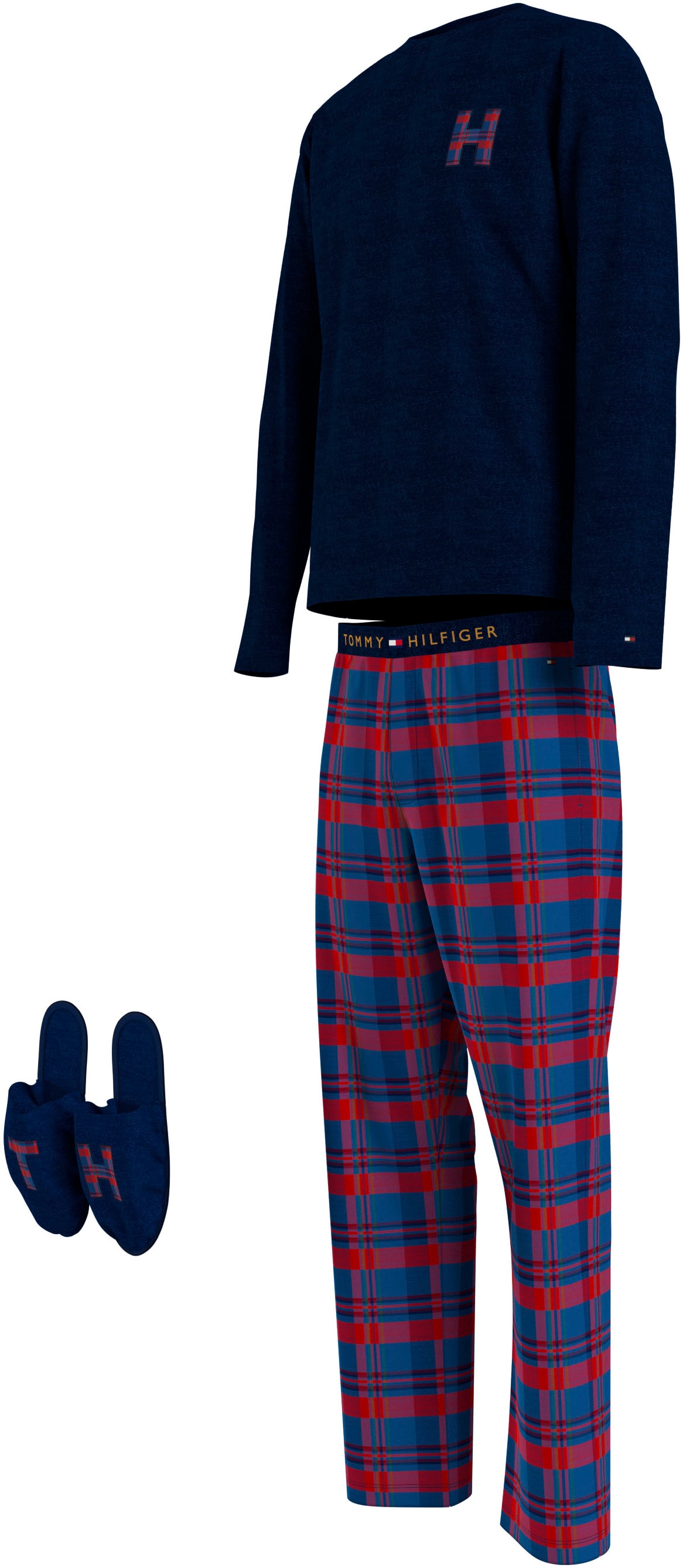 Tommy Hilfiger Underwear Pyjama (Set, PANT im Slipper), FLANNEL«, »LS online Jelmoli-Versand Karo-Design 3 | Pyjama tlg., SET bestellen + SLIPPERS