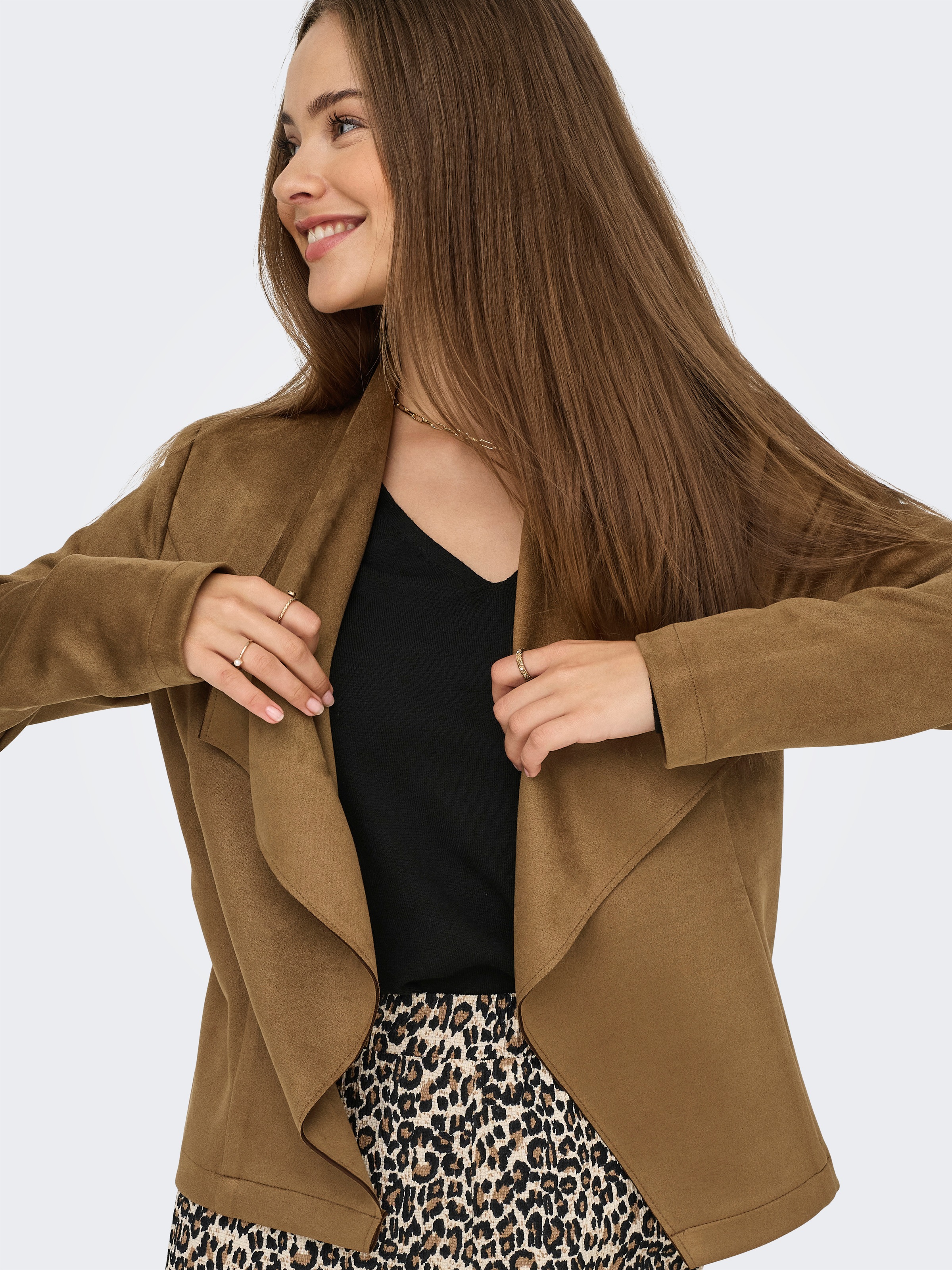 ONLY Kurzjacke »ONLJOLINE FAUX SUEDE DRAPY JACKET OTW«, in Wildleder Optik