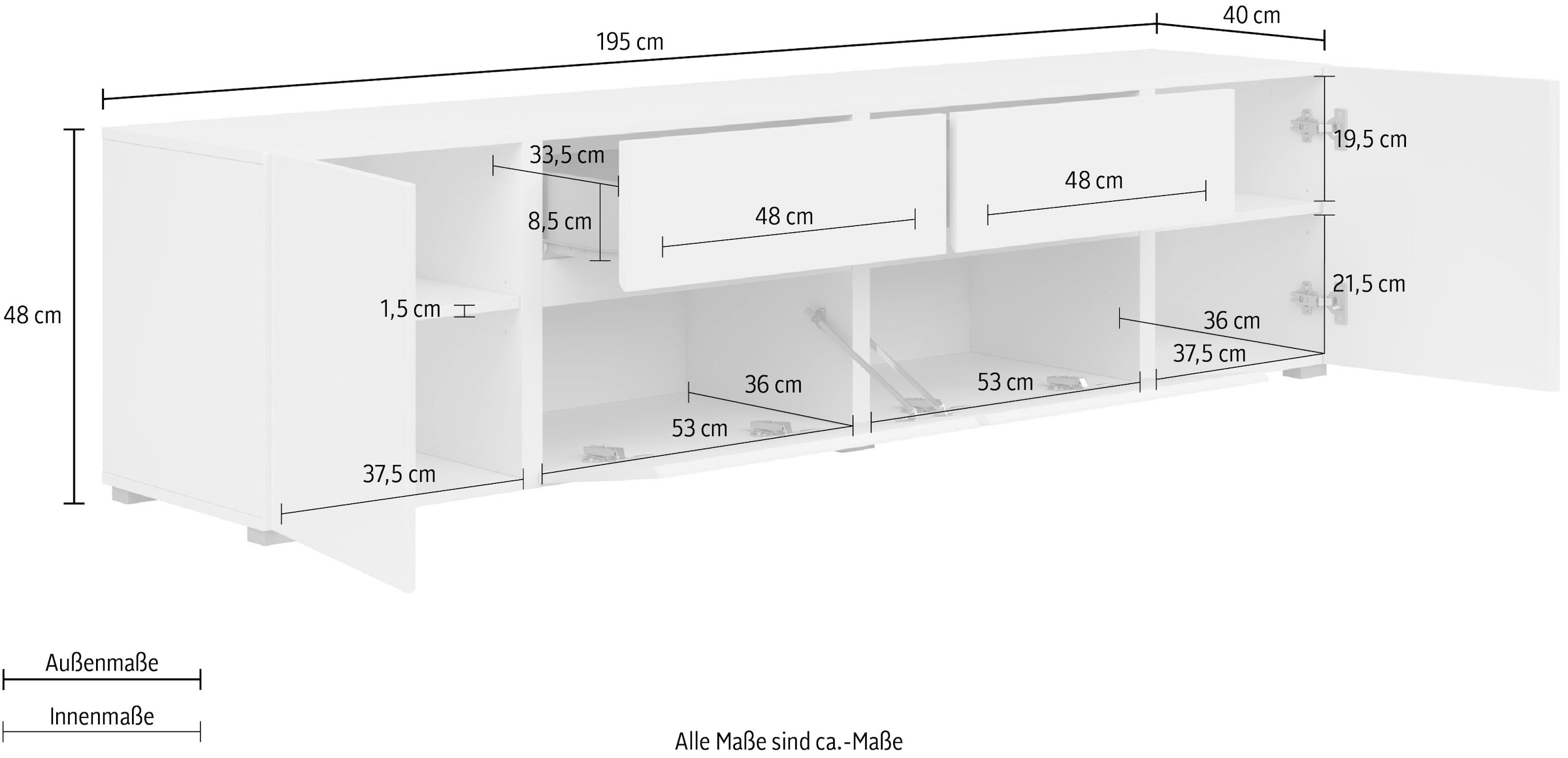 INOSIGN Lowboard, TV-Schrank mit viel Stauraum, TV-Board