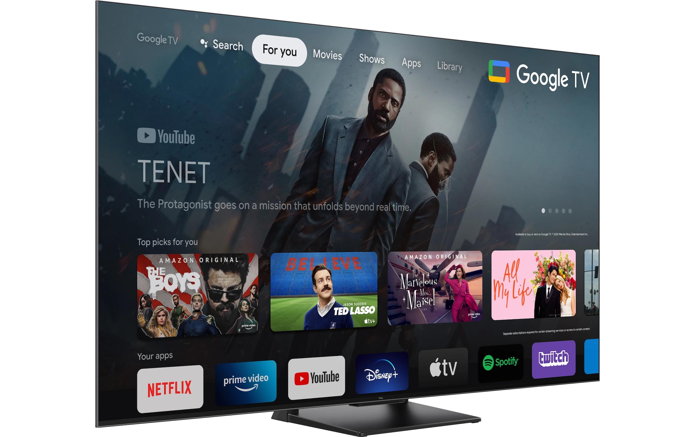 TCL QLED-Fernseher »55T8A 55«, 4K Ultra HD, Google TV