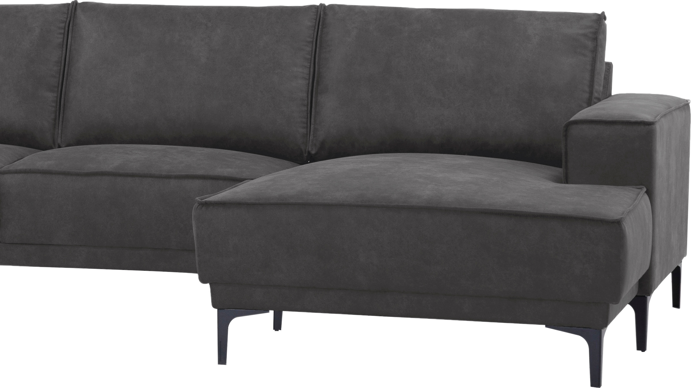 Places of Style Wohnlandschaft »XXL Sofa Oland, Struktur, Flachgewebe, Luxus-Microfaser, Boucle«, U-Form, 345 cm, Wellenunterfederung, Skandi-Design, Metallfüsse