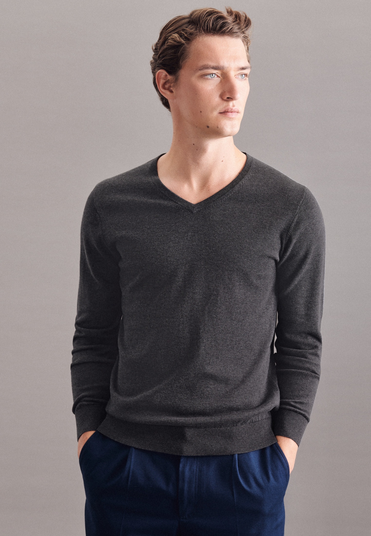 seidensticker Strickpullover »Schwarze Rose« 1/1 V-Neck Uni