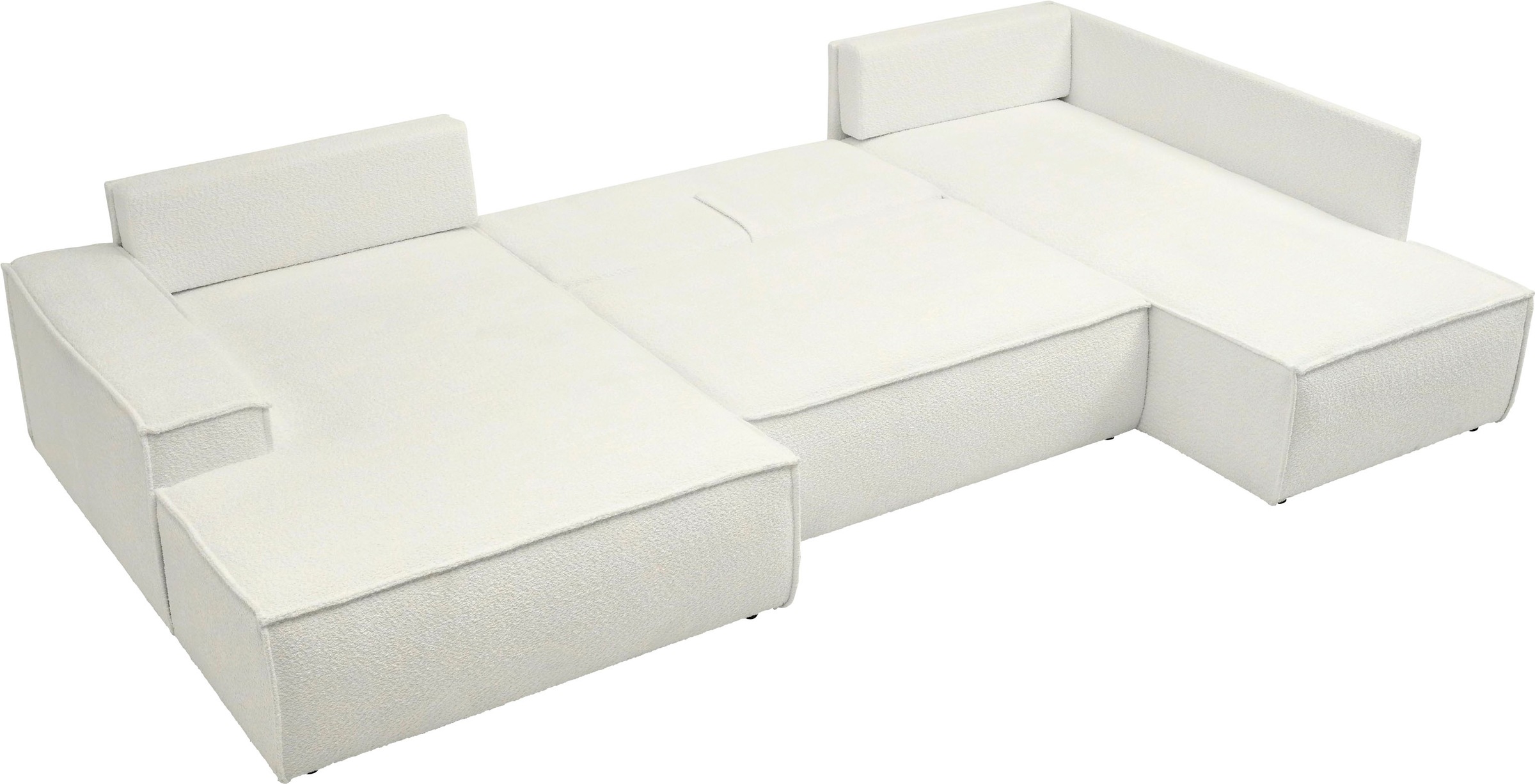 andas Wohnlandschaft »FINNLEY U-Form XXL 329 cm, Schlafsofa, Schlaffunktion m. Bettkasten«, (194/139 cm), Bouclé, Struktur und Cord