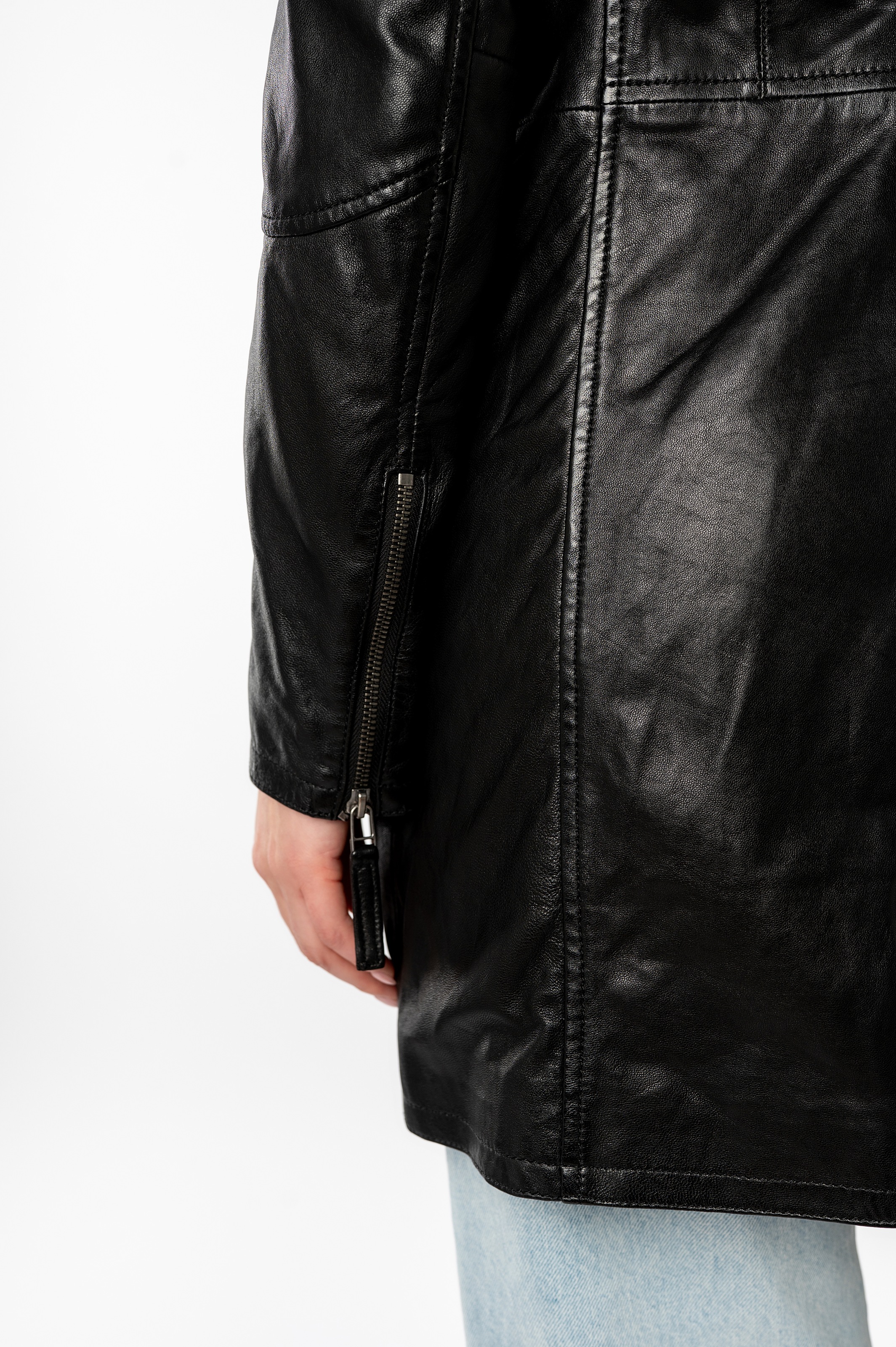 Mauritius Ledermantel »Bente«, 2-in-1-Lederjacke mit abnehmbarem Kapuzen-Inlay aus Jerseyqualität